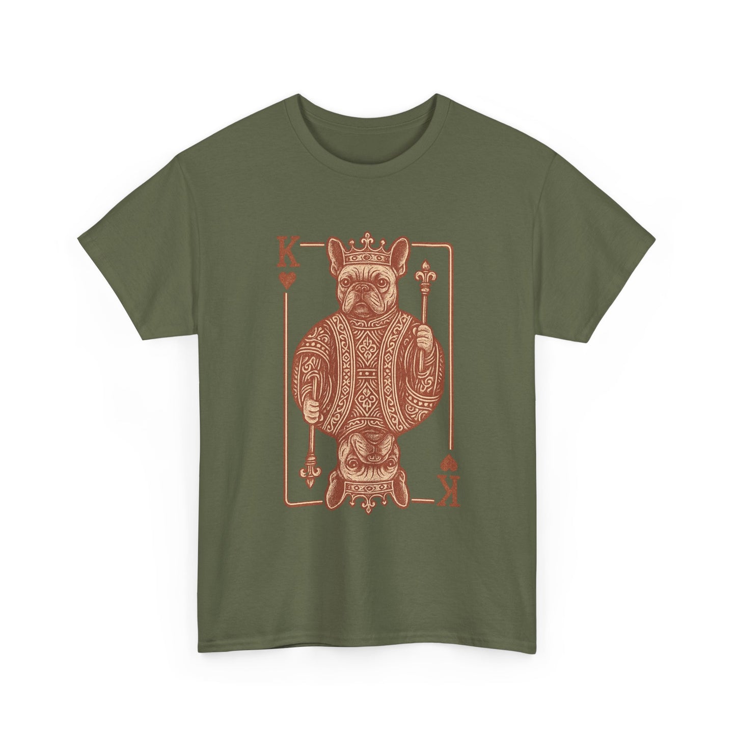 King French Bulldog Shirt, Frenchie Playing Card Tee, Royal Frenchie T-Shirt, Vintage French Bulldog Graphic Shirt, Dog Lover Gift, King of Hearts Frenchie Tee