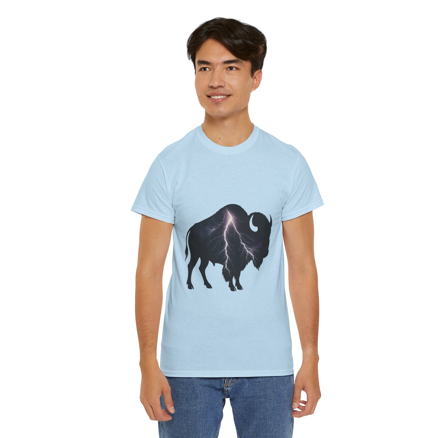 Lightning Bison T-Shirt – Oklahoma City Thunder-Inspired Tee, Electric Bison Graphic Shirt, OKC Basketball Fan Apparel