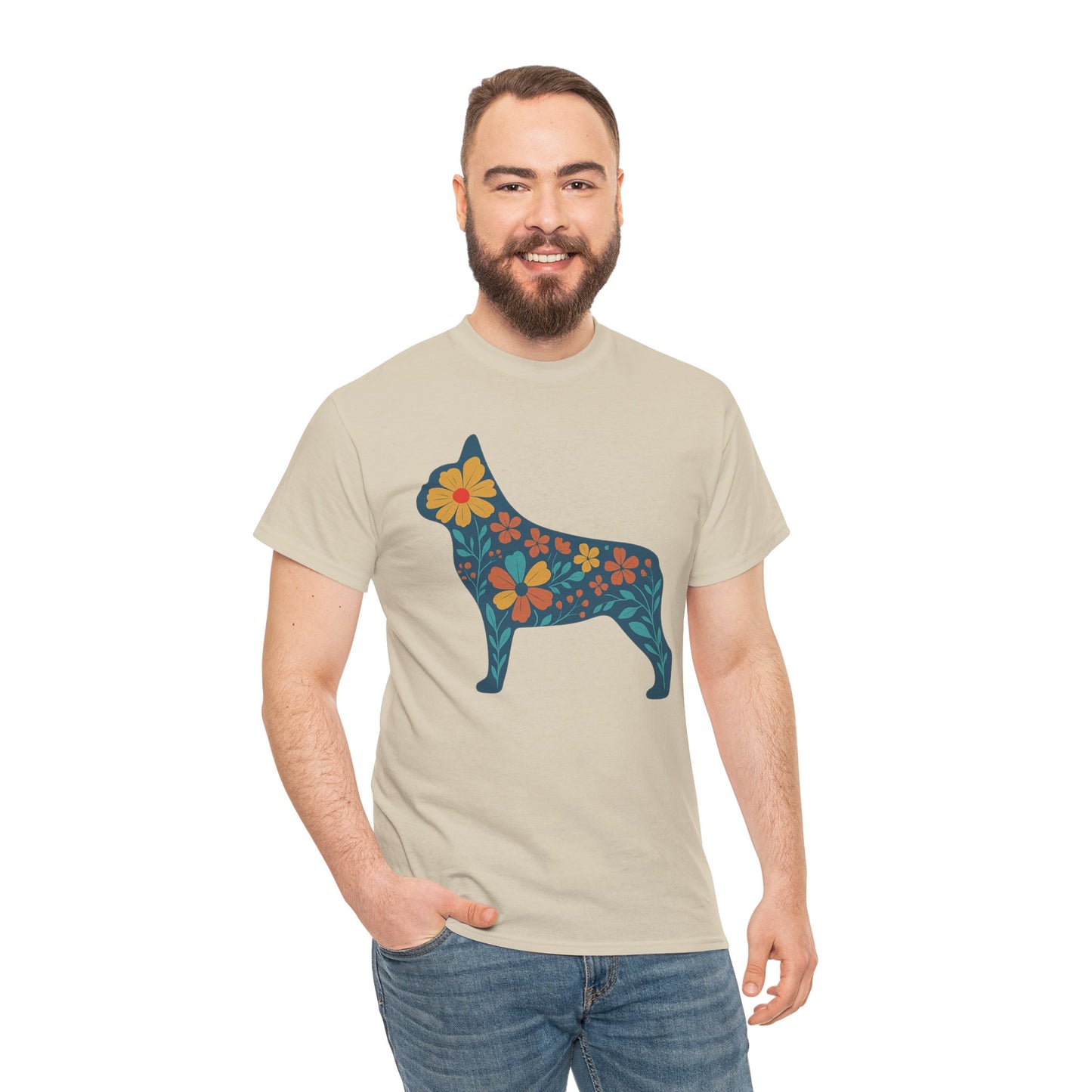 Floral Frenchie T-Shirt | Bright Flower French Bulldog Tee | Cute Dog Lover Shirt | Retro Pet Mom Gift | Boho Botanical Frenchie Graphic Tee