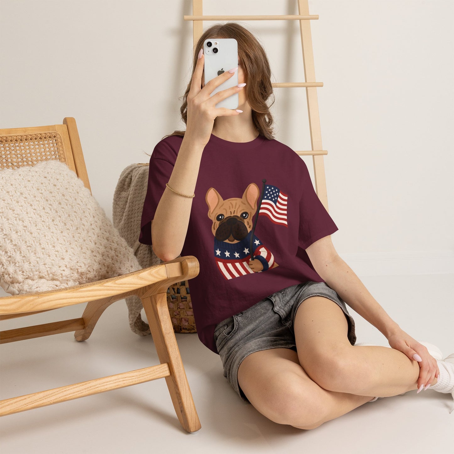 Patriotic French Bulldog Shirt, American Flag Frenchie Tee, Fourth of July Dog Lover Shirt, USA French Bulldog Gift, Patriotic Puppy Sweater Tee
