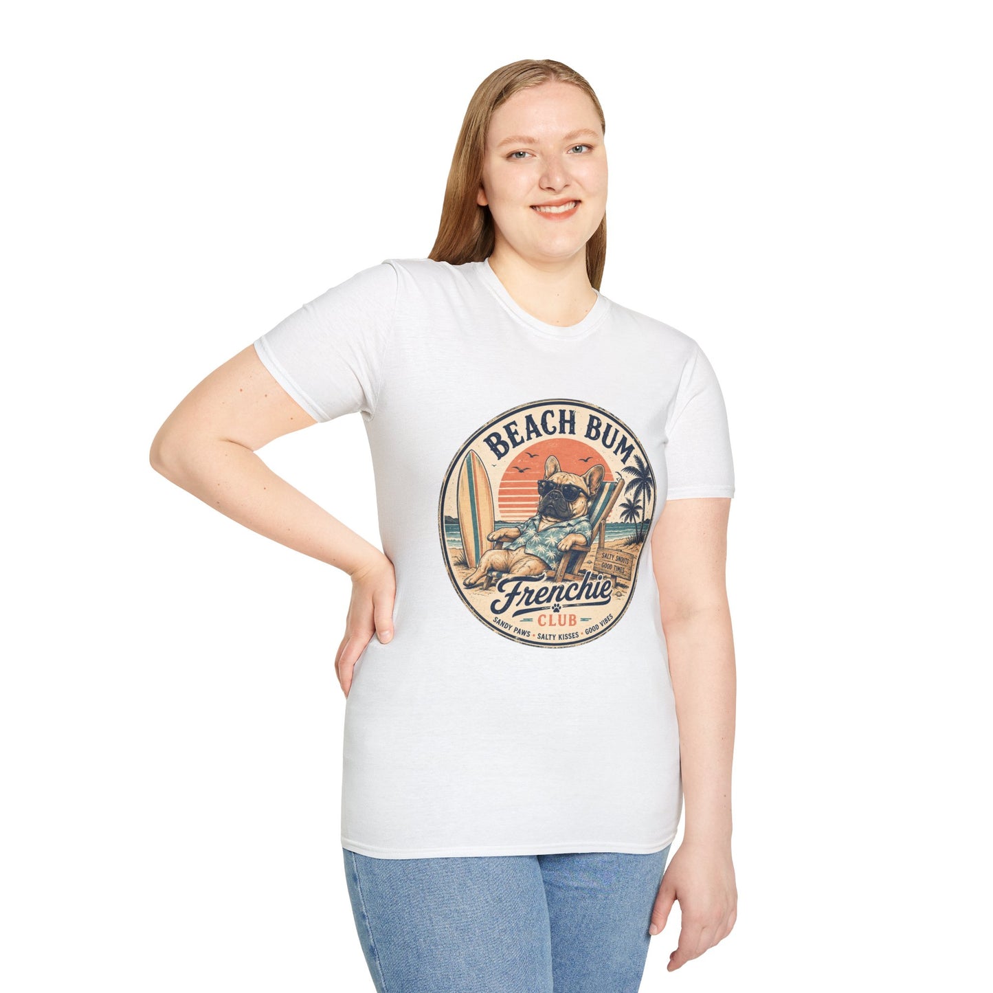 Beach Bum French Bulldog Shirt, Frenchie Beach Club Tee, Summer Frenchie Shirt, Dog Mom Beach Shirt, Coastal French Bulldog Graphic Tee