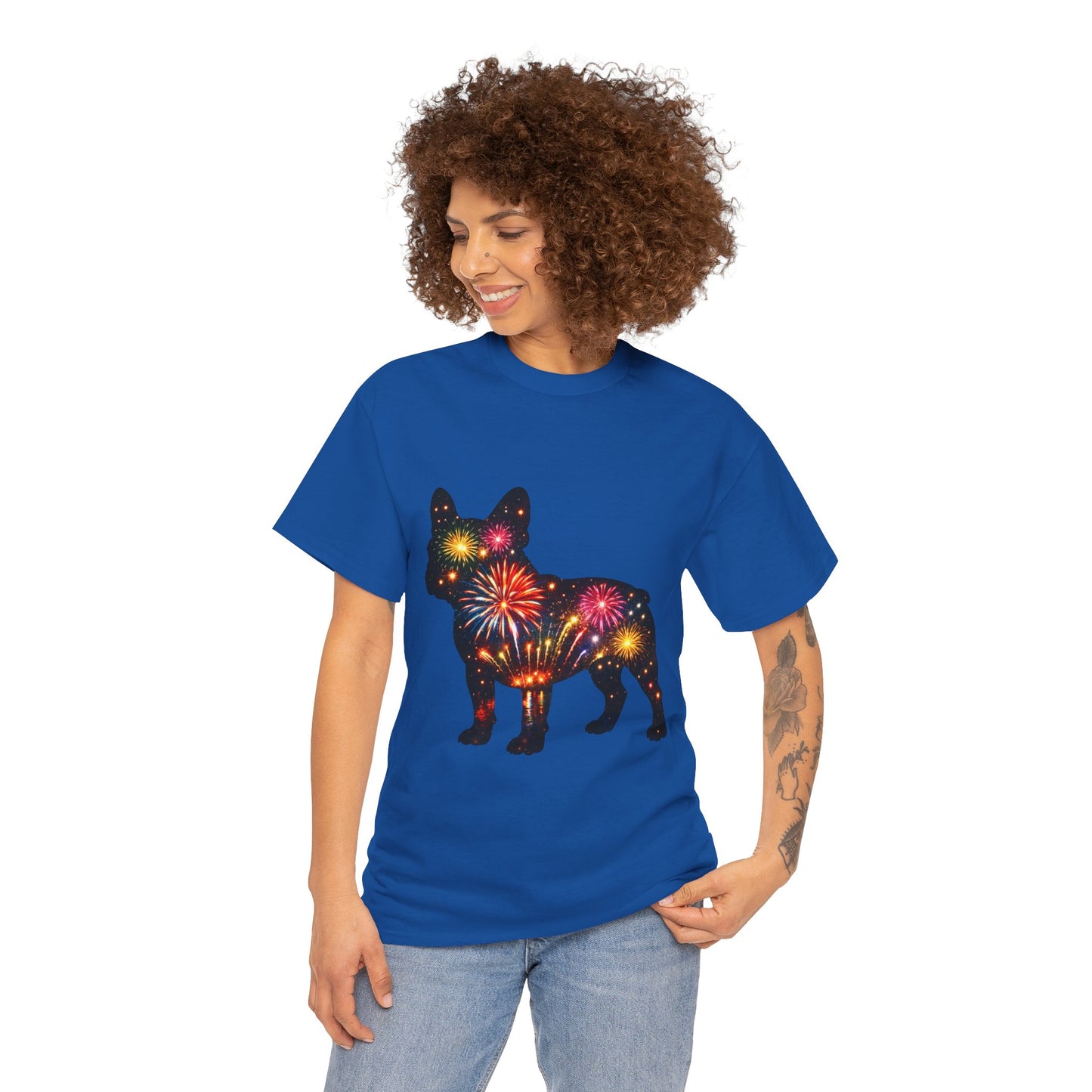 Patriotic French Bulldog Shirt, Fireworks Frenchie Tee, Fourth of July Dog Lover Shirt, Independence Day French Bulldog Gift, USA Dog Tee