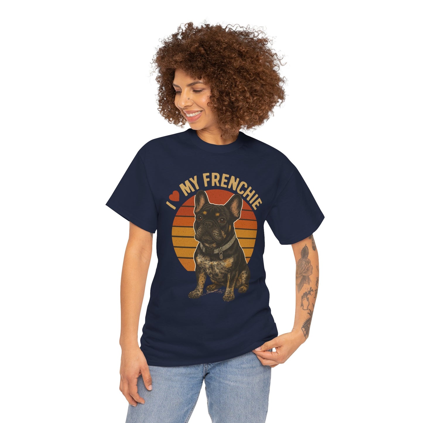 I Love My Frenchie T-Shirt | Retro French Bulldog Tee | Black & Tan Frenchie Gift | Vintage Dog Lover Shirt for Frenchie Moms & Dads