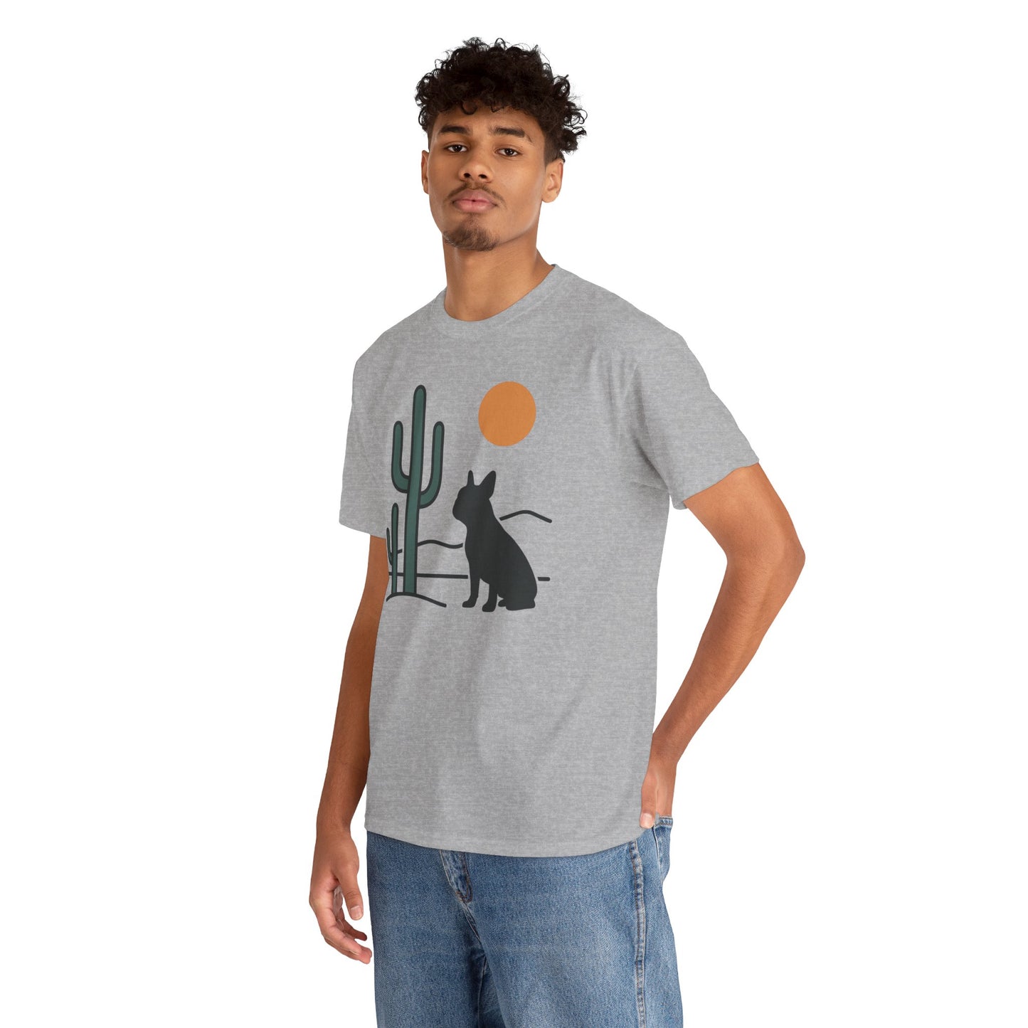 Desert Frenchie T-Shirt | Minimalist Cactus Dog Tee | French Bulldog Desert Sunset Shirt | Pet Lover Gift | Modern Graphic Dog Mom Tee