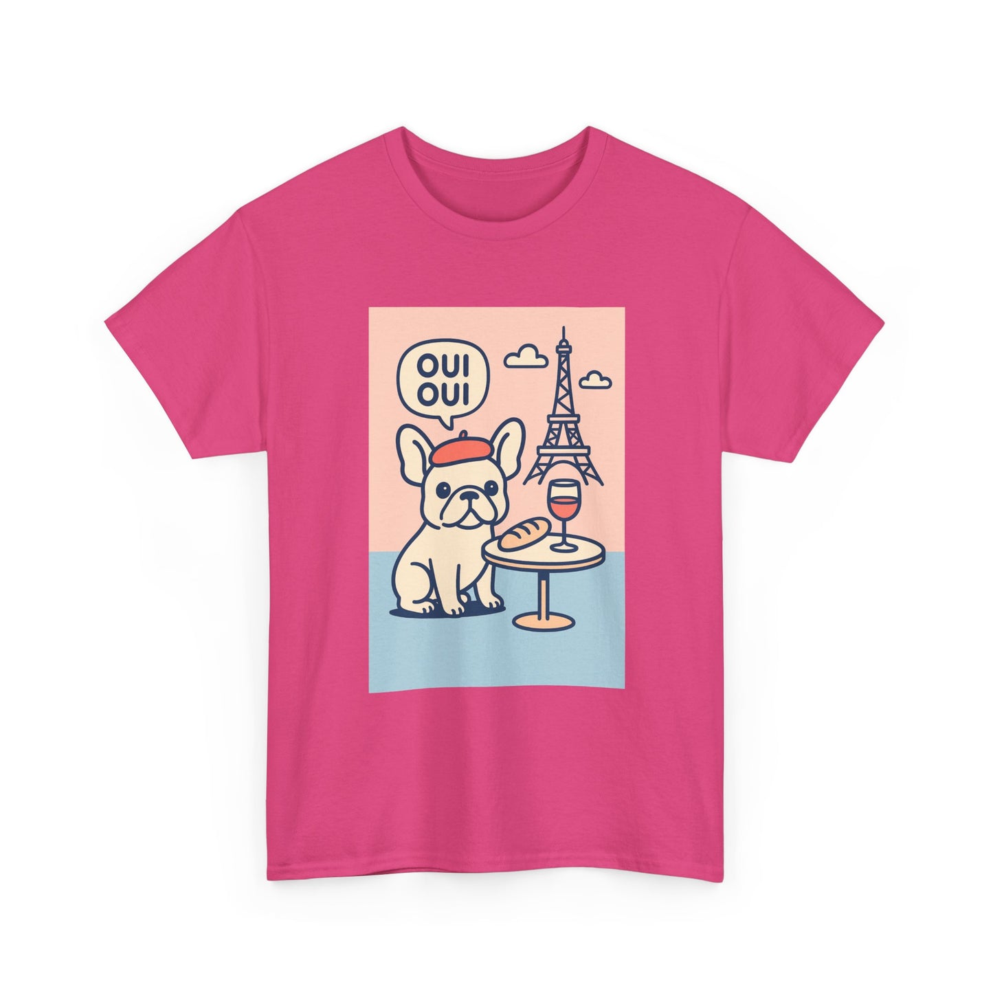 Oui Oui Frenchie Paris T-Shirt – Cute French Bulldog Café Tee, Paris Dog Lover Shirt, Beret & Baguette Graphic, French Bulldog Gift for Women & Men