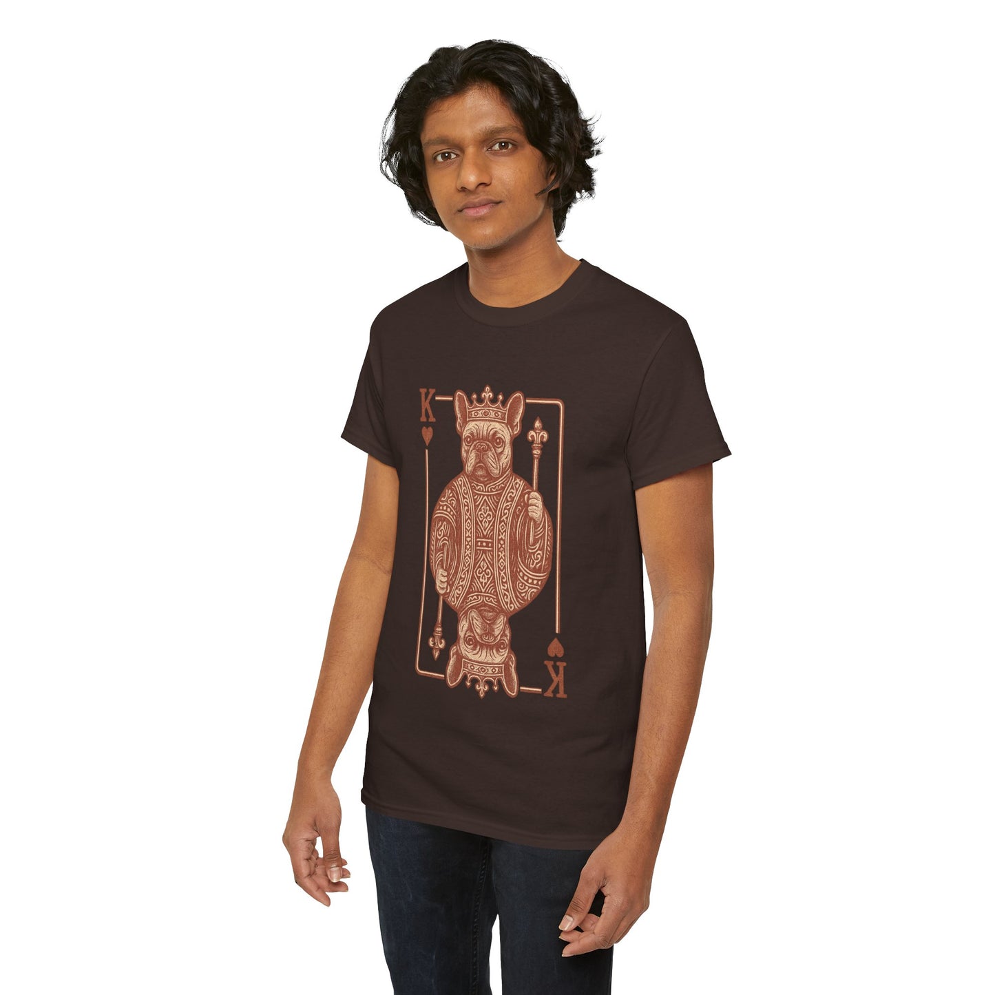 King French Bulldog Shirt, Frenchie Playing Card Tee, Royal Frenchie T-Shirt, Vintage French Bulldog Graphic Shirt, Dog Lover Gift, King of Hearts Frenchie Tee