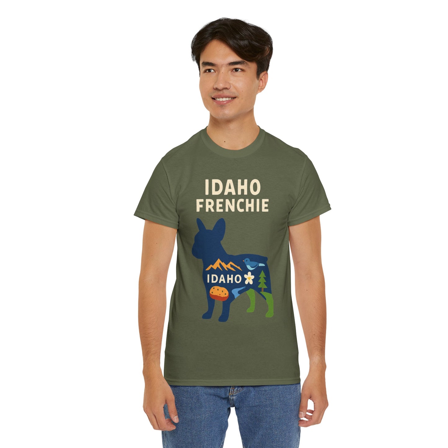 Idaho Frenchie T-Shirt | Idaho Dog Lover Tee | French Bulldog State Shirt | Idaho Gift for Frenchie Owners | Cute Frenchie Graphic Tee