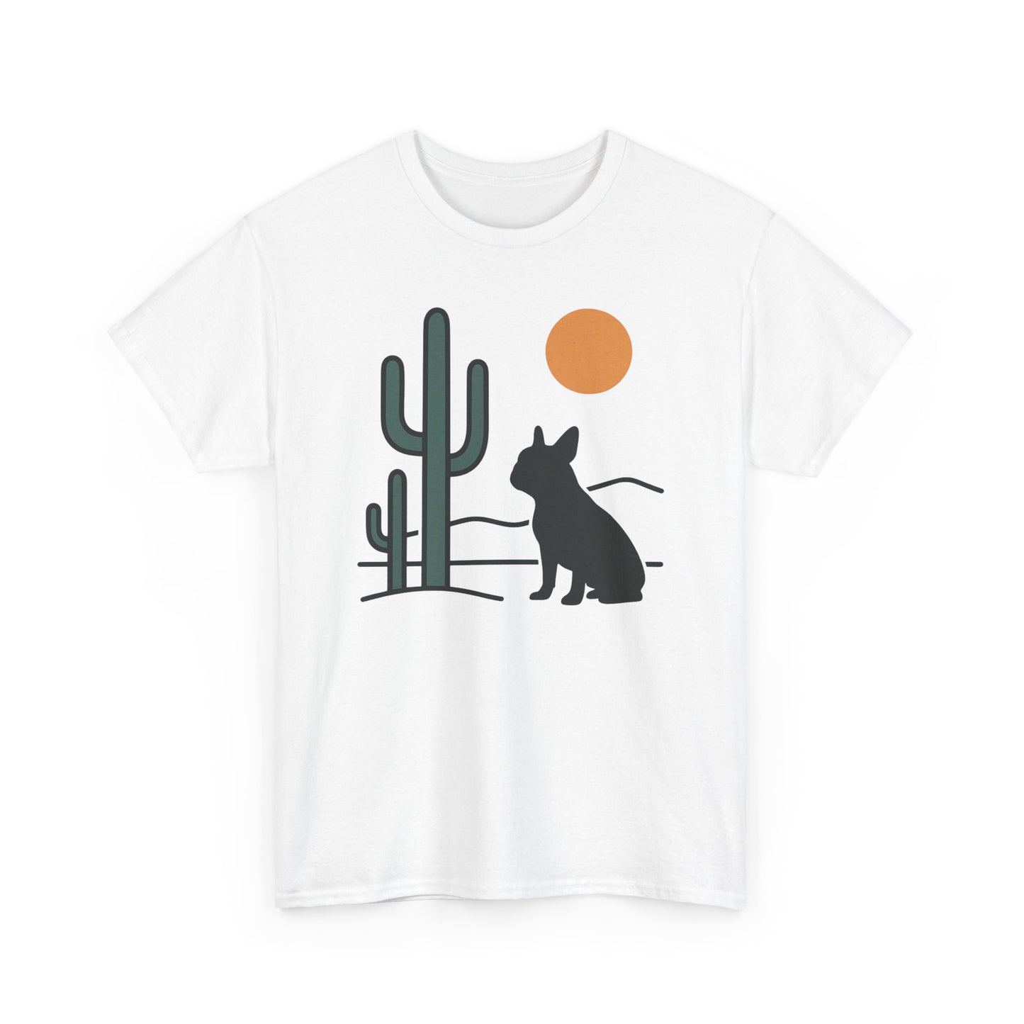 Desert Frenchie T-Shirt | Minimalist Cactus Dog Tee | French Bulldog Desert Sunset Shirt | Pet Lover Gift | Modern Graphic Dog Mom Tee