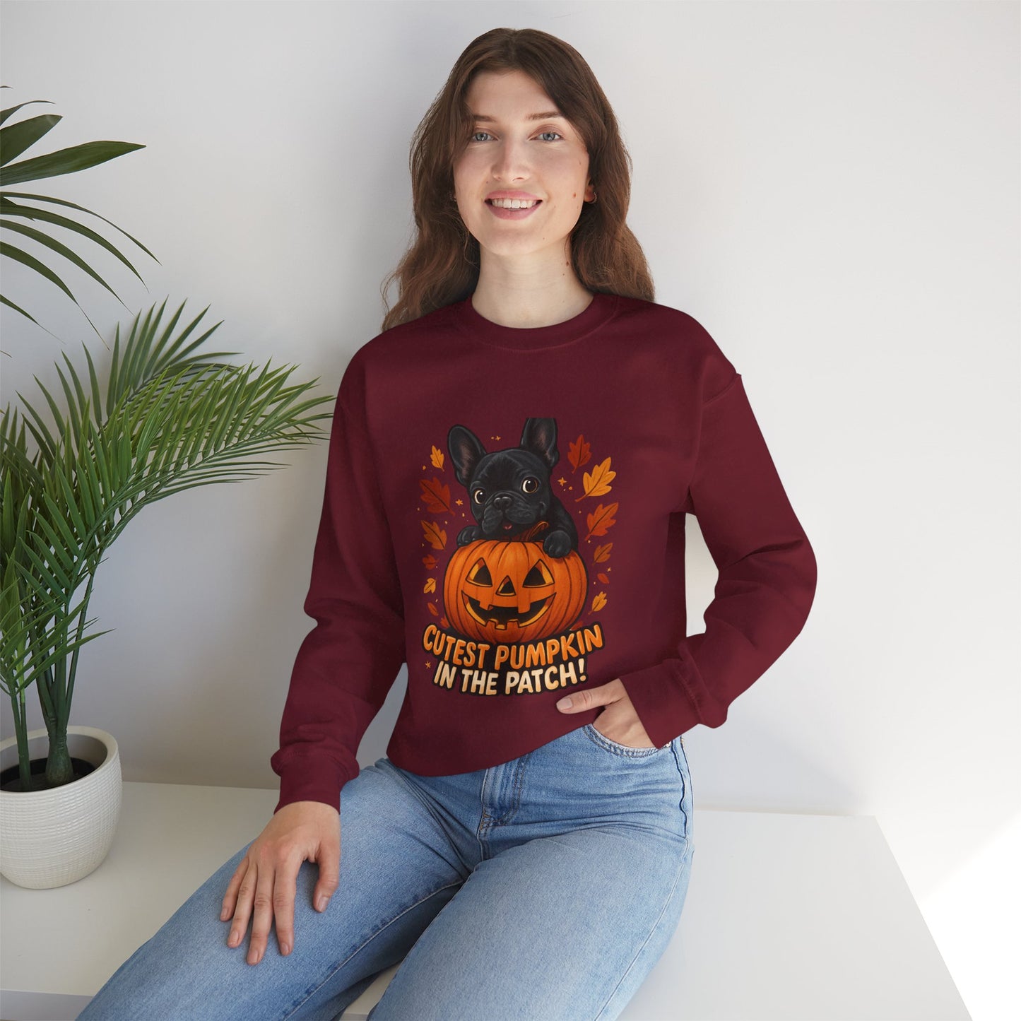 Cutest Pumpkin in the Patch Sweatshirt | Frenchie Fall Crewneck | Halloween Dog Lover Gift | Cozy French Bulldog Pumpkin Patch Pullover