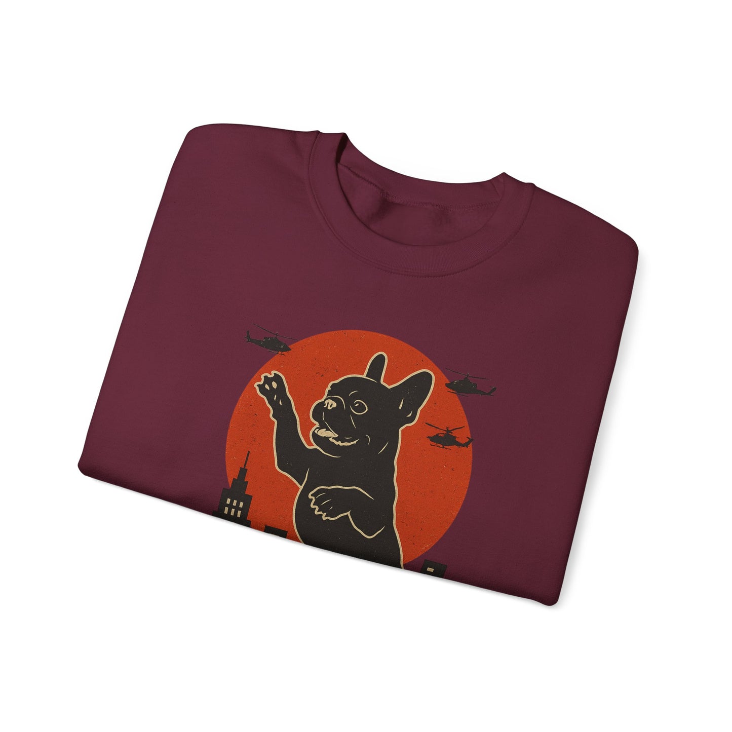 French Bulldogzilla Sweatshirt | Godzilla Inspired French Bulldog Graphic Tee | Retro Japanese Movie Style Dog Lover Shirt | Funny Frenchie Gift