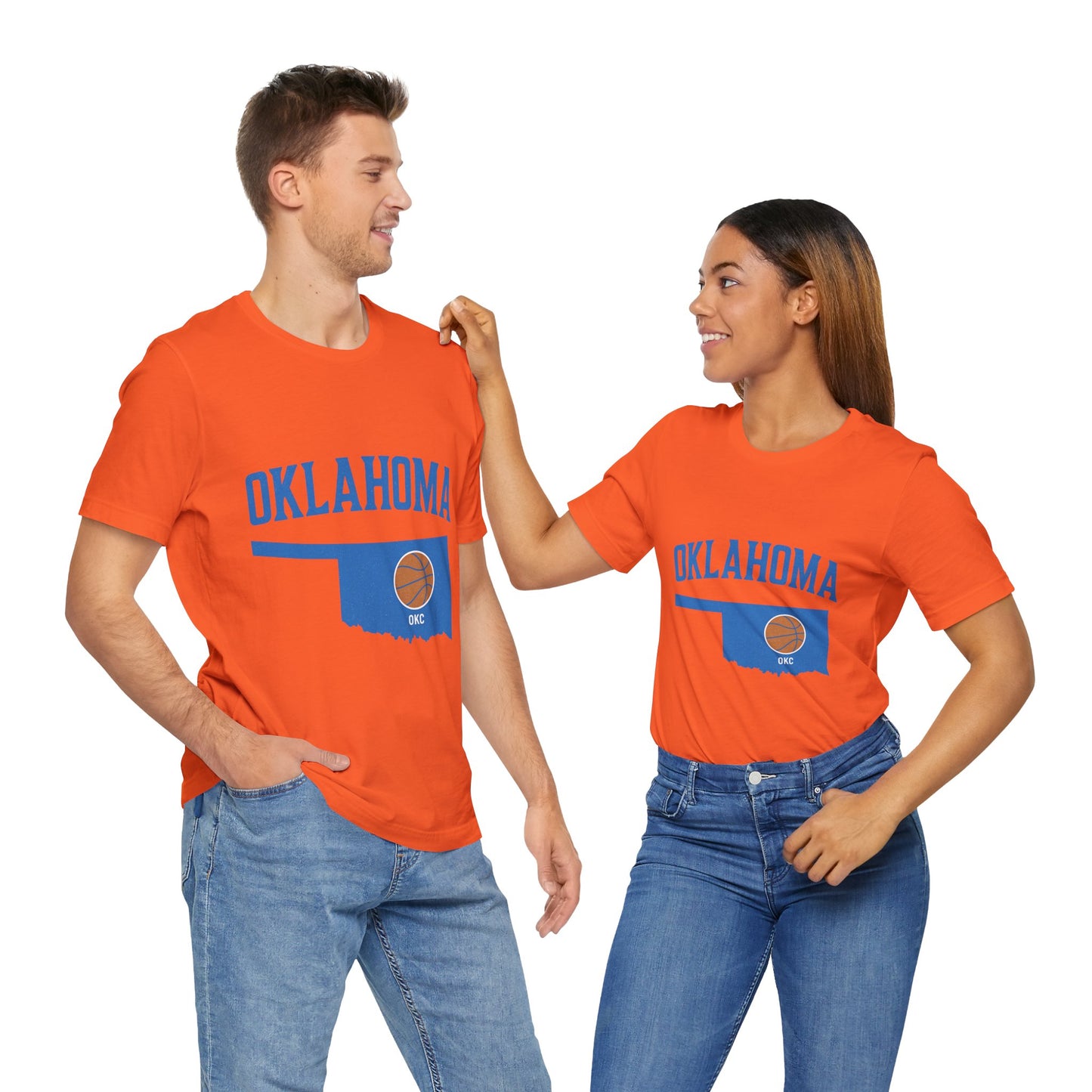 Oklahoma Basketball T-Shirt | OKC State Outline Tee | Blue and Orange Game Day Shirt | Retro Oklahoma Sports Graphic Top