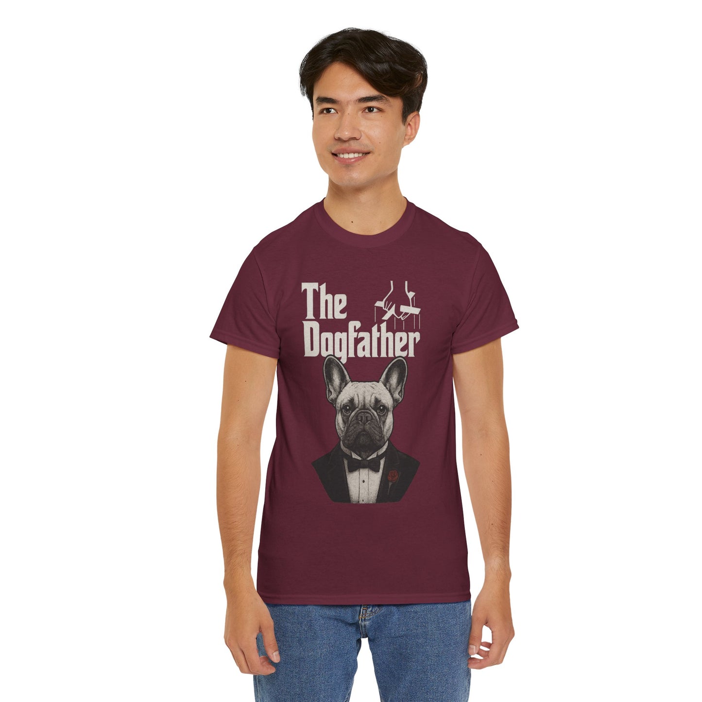 The Dogfather French Bulldog T-Shirt | Funny Dog Dad Tee | Frenchie Lover Gift | Mafia Style Pet Parent Graphic Shirt