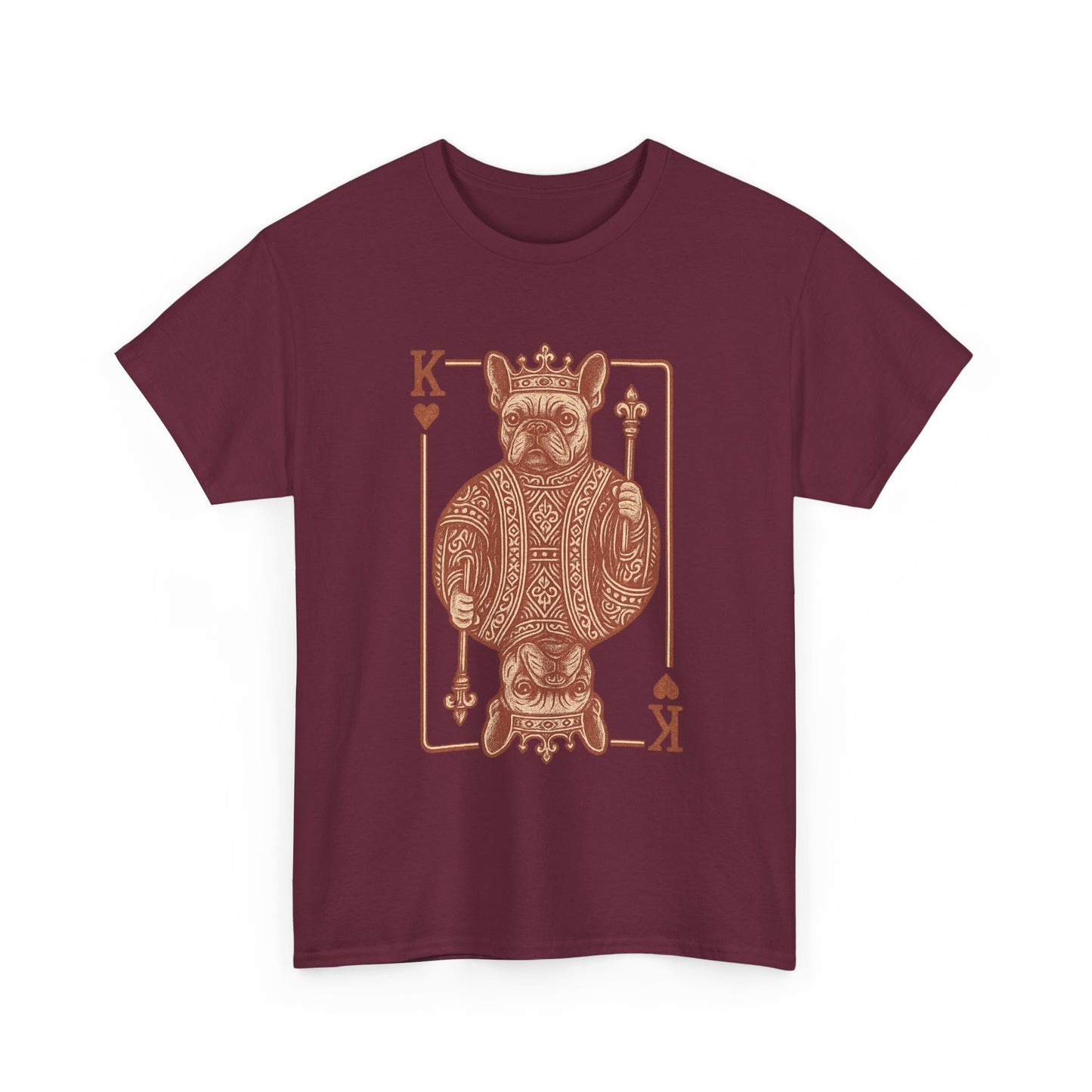 King French Bulldog Shirt, Frenchie Playing Card Tee, Royal Frenchie T-Shirt, Vintage French Bulldog Graphic Shirt, Dog Lover Gift, King of Hearts Frenchie Tee