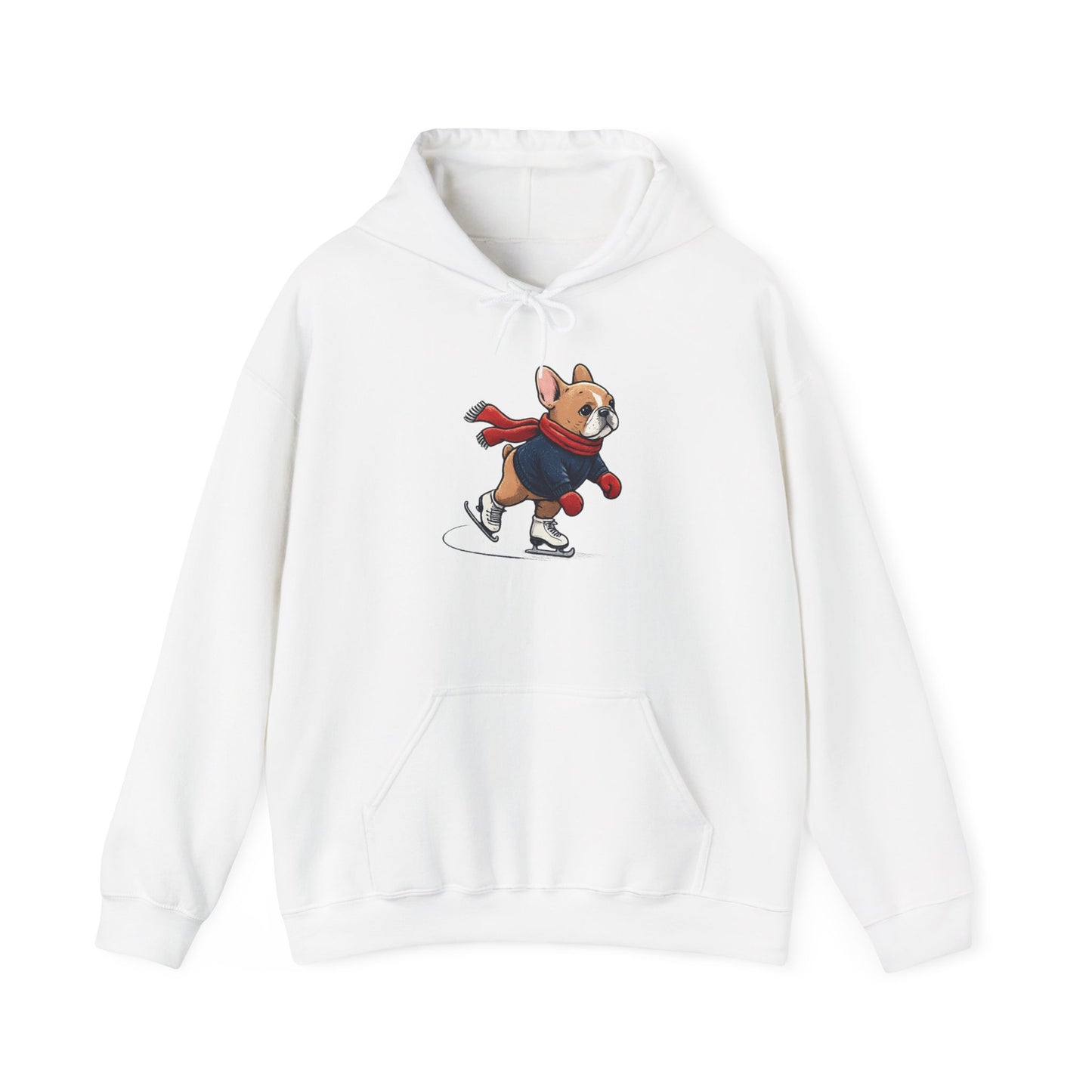 Ice Skating Frenchie Hoodie – Cute Winter French Bulldog Sweatshirt, Holiday Dog Lover Gift, Cozy Skating Pup Hoodie, Frenchie Christmas Hoodie