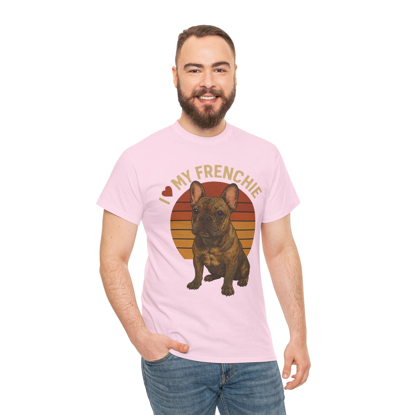 I Love My Frenchie T-Shirt | Brindle French Bulldog Retro Tee | Vintage Dog Lover Shirt | Frenchie Mom & Dad Gift