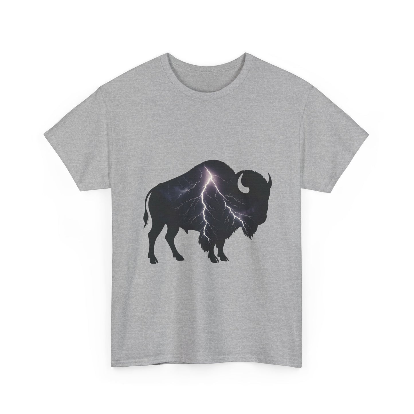 Lightning Bison T-Shirt – Oklahoma City Thunder-Inspired Tee, Electric Bison Graphic Shirt, OKC Basketball Fan Apparel