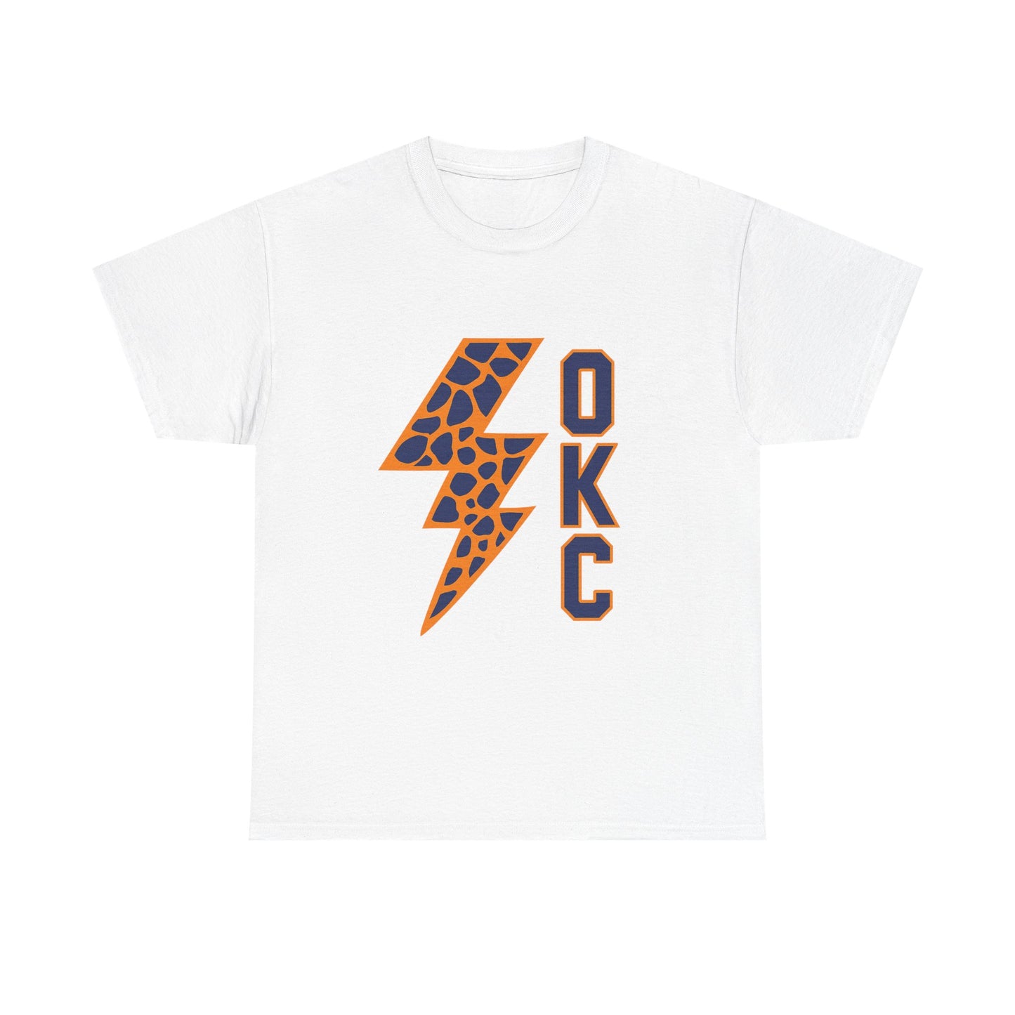 OKC Leopard Lightning Bolt T-Shirt | Oklahoma City Basketball | Blue & Orange Game Day Tee