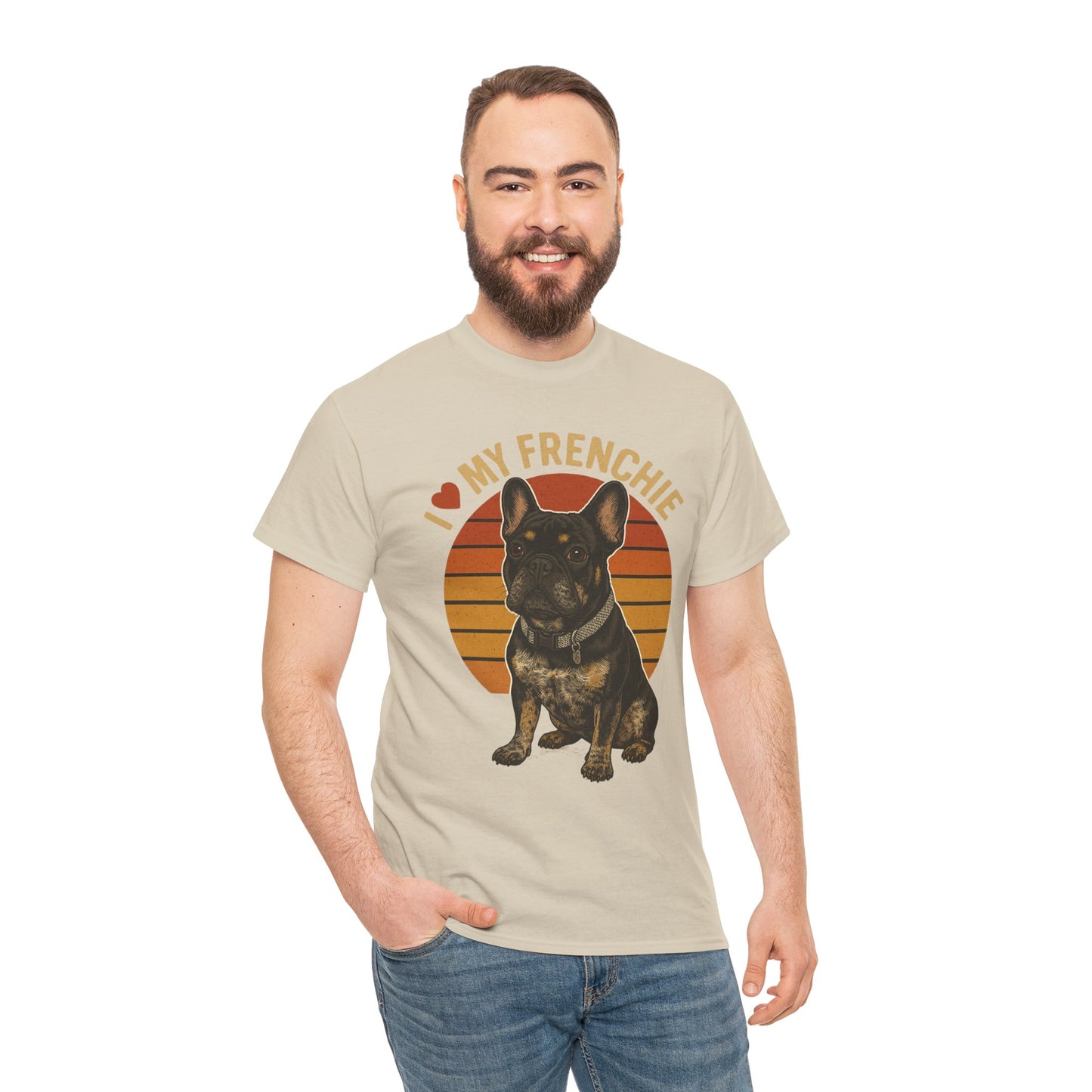 I Love My Frenchie T-Shirt | Retro French Bulldog Tee | Black & Tan Frenchie Gift | Vintage Dog Lover Shirt for Frenchie Moms & Dads