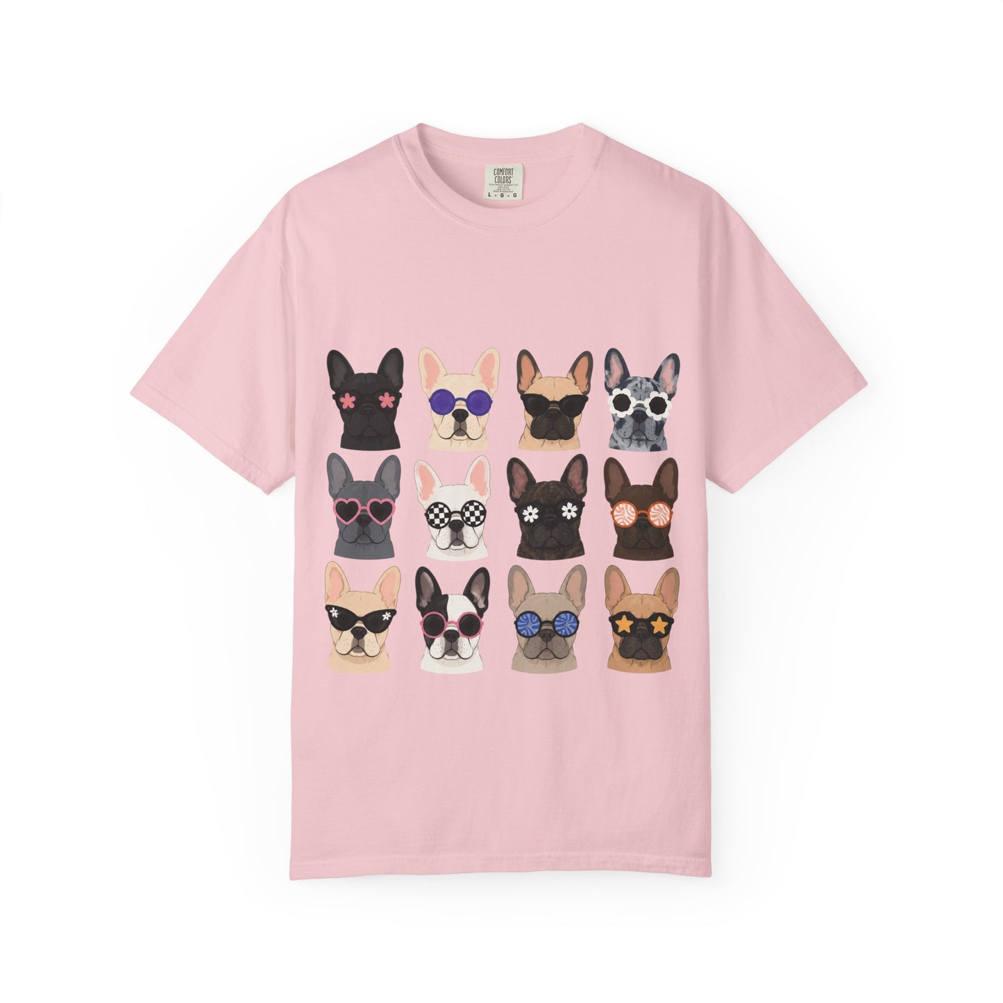 French Bulldog Sunglasses Shirt, Frenchie Faces Tee, Cute French Bulldog Shirt, Colorful Frenchie Dog Lover Gift, Dog Mom Graphic Tee