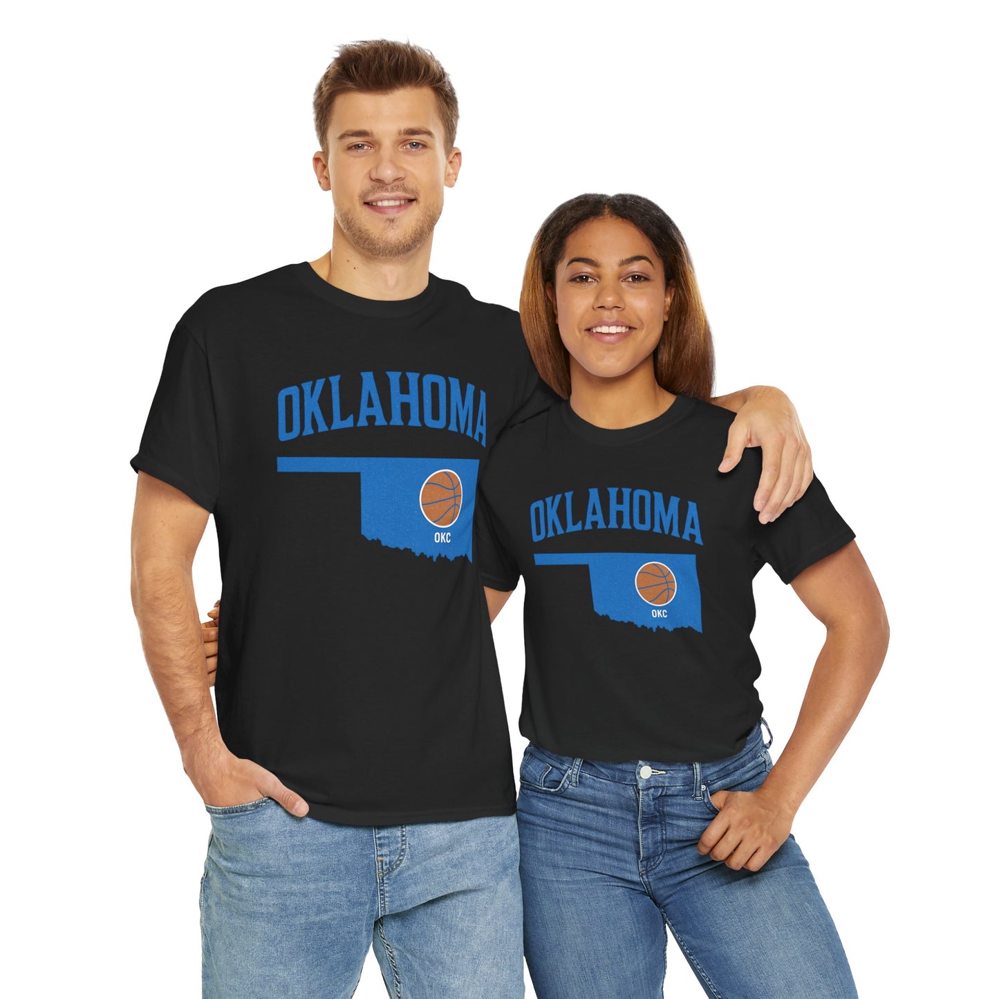 Oklahoma City Basketball Shirt | OKC Basketball Style Tee | Blue & Orange Oklahoma State T-Shir