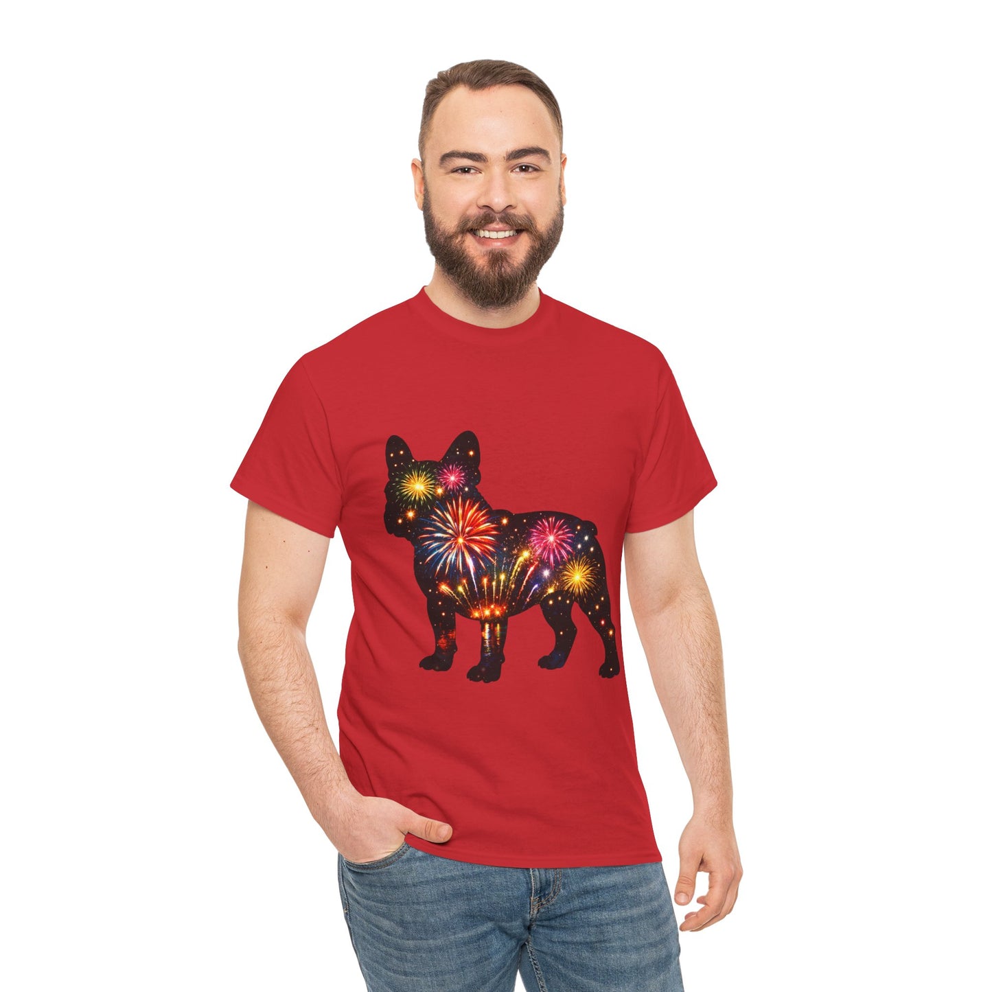 Patriotic French Bulldog Shirt, Fireworks Frenchie Tee, Fourth of July Dog Lover Shirt, Independence Day French Bulldog Gift, USA Dog Tee