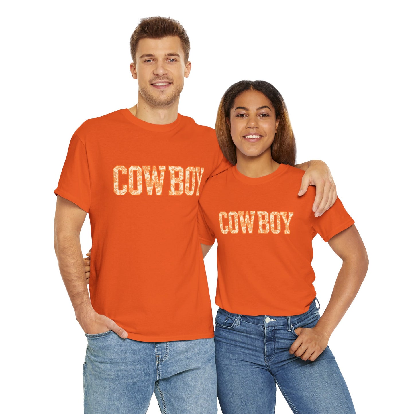 Cowboy Shirt | Western Graphic Tee | Orange Cowboy Typography Shirt | Oklahoma Football Tee | Country Style Cowboy Fan Gift