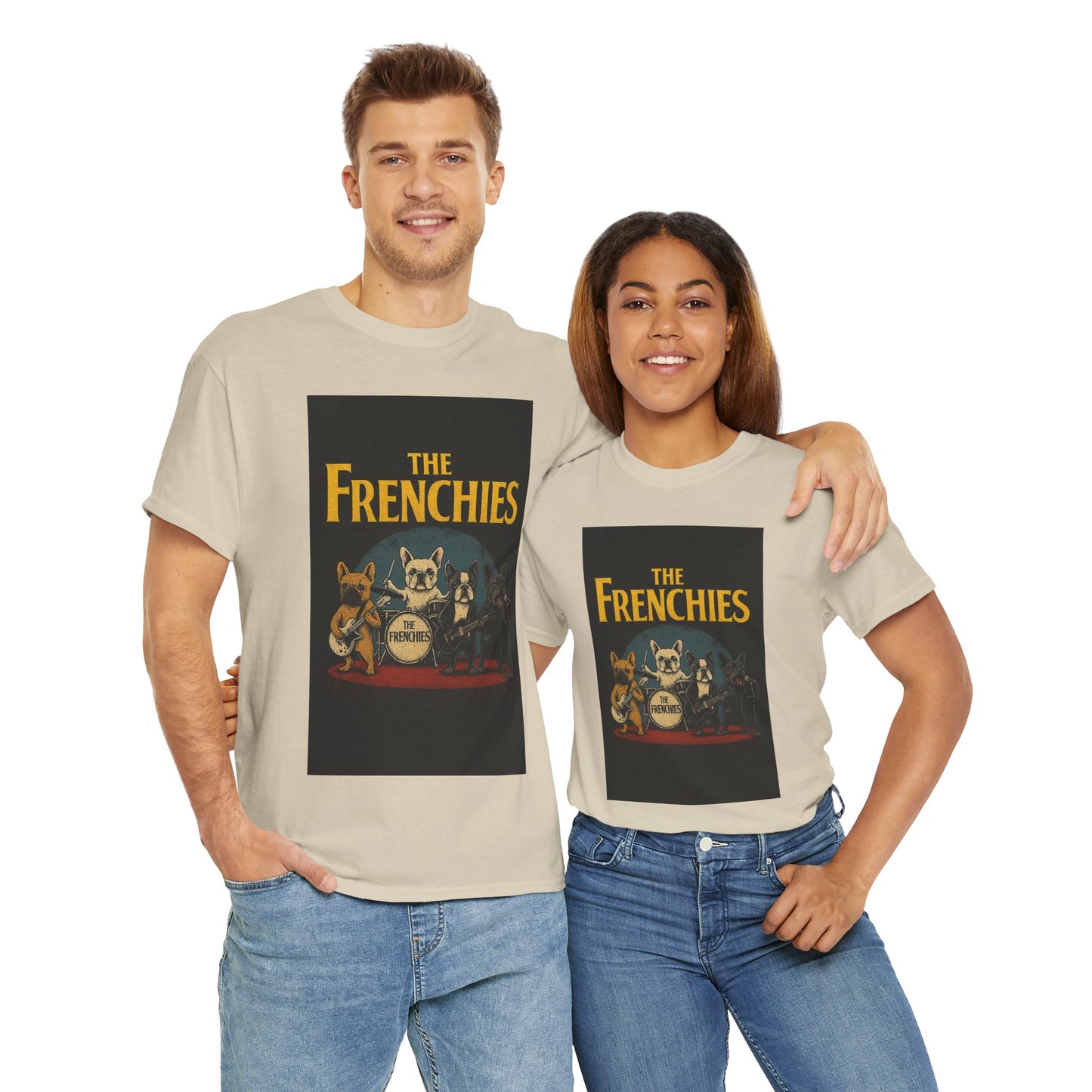 The Frenchies Band T-Shirt | Retro French Bulldog Graphic Tee | Funny Dog Lover Gift | Vintage Concert Style Frenchie Shirt
