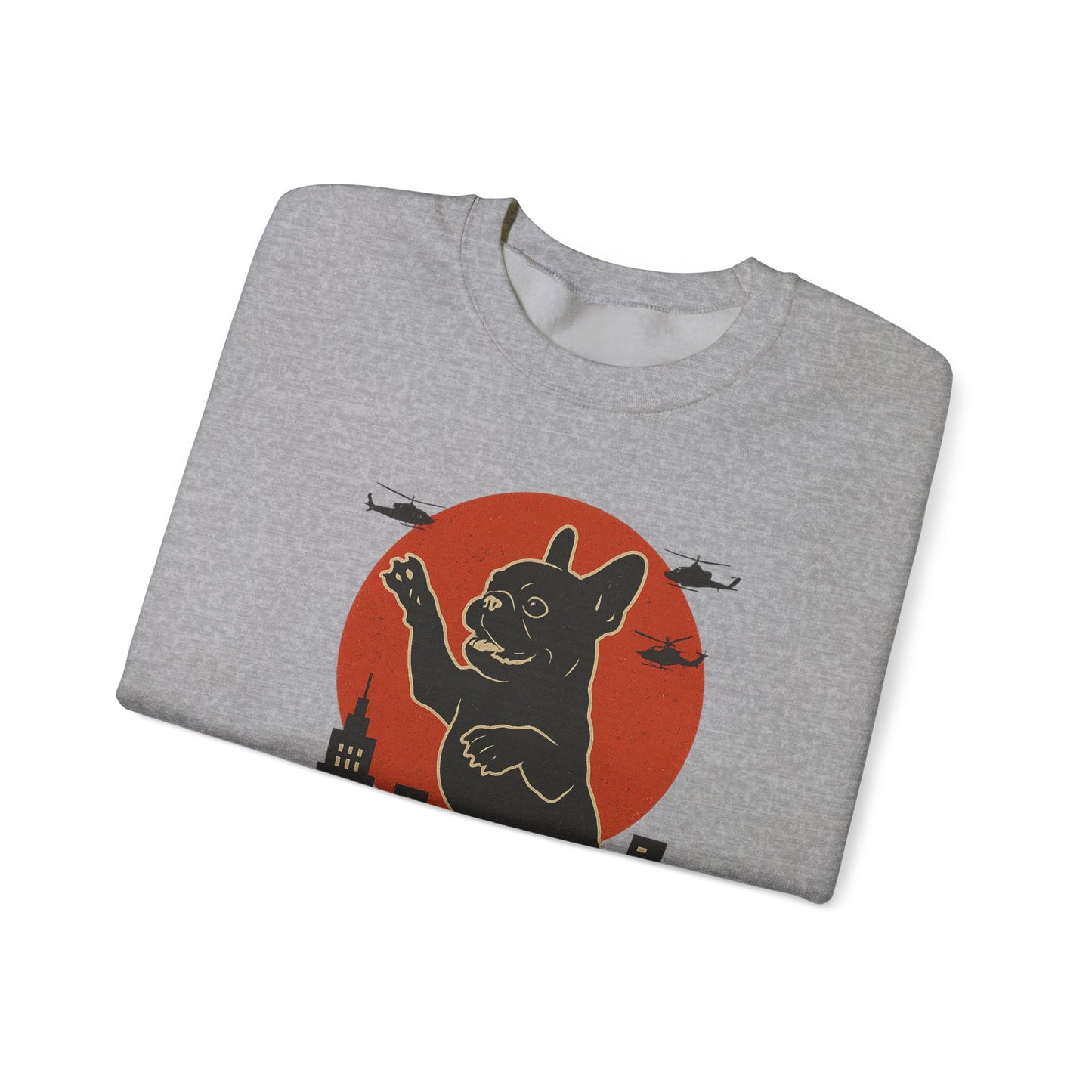 French Bulldogzilla Sweatshirt | Godzilla Inspired French Bulldog Graphic Tee | Retro Japanese Movie Style Dog Lover Shirt | Funny Frenchie Gift