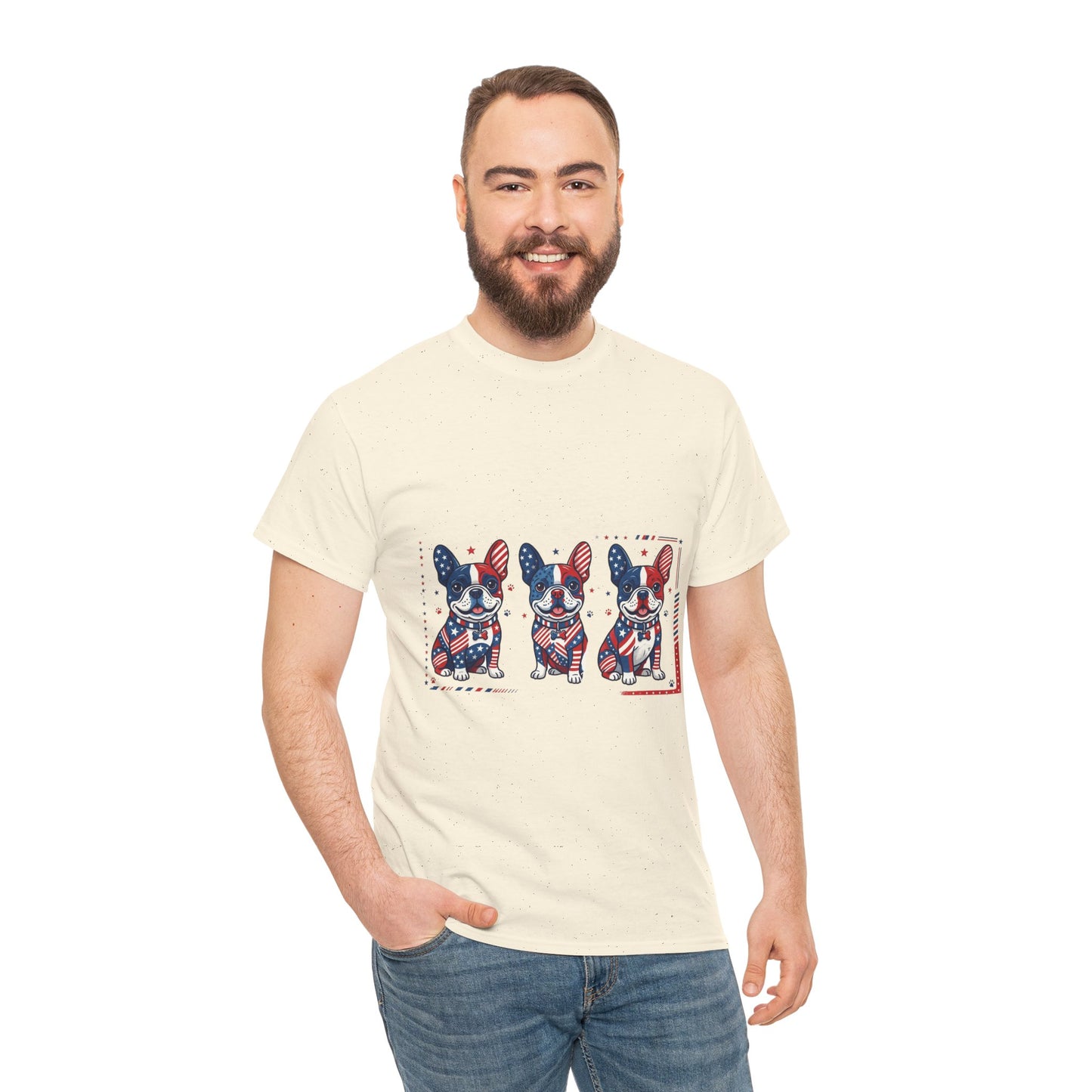 Patriotic French Bulldog Shirt, American Flag Frenchie Trio Tee, Fourth of July Dog Lover Shirt, USA French Bulldog Gift, Frenchie Mom Shirt