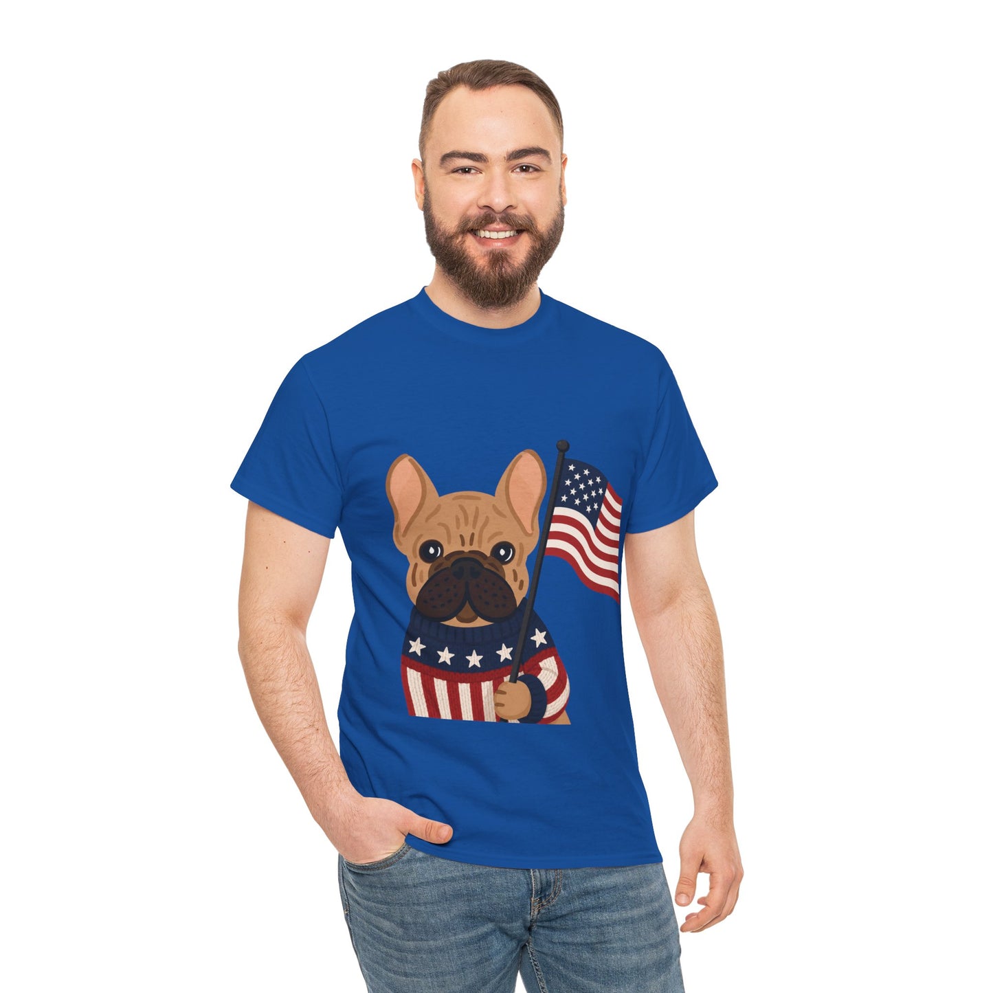 Patriotic French Bulldog Shirt, American Flag Frenchie Tee, Fourth of July Dog Lover Shirt, USA French Bulldog Gift, Patriotic Puppy Sweater Tee