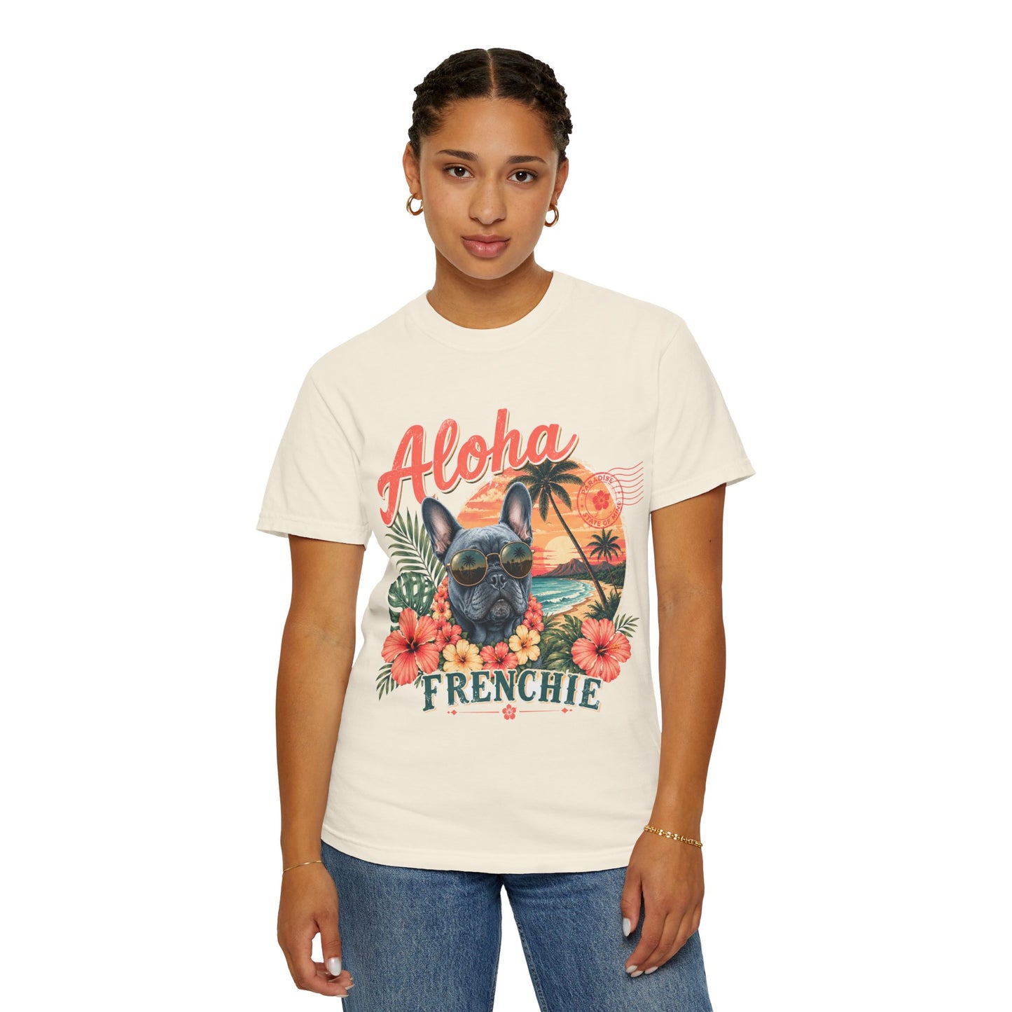 Aloha Frenchie T-Shirt — Hawaiian Sunset French Bulldog Tee