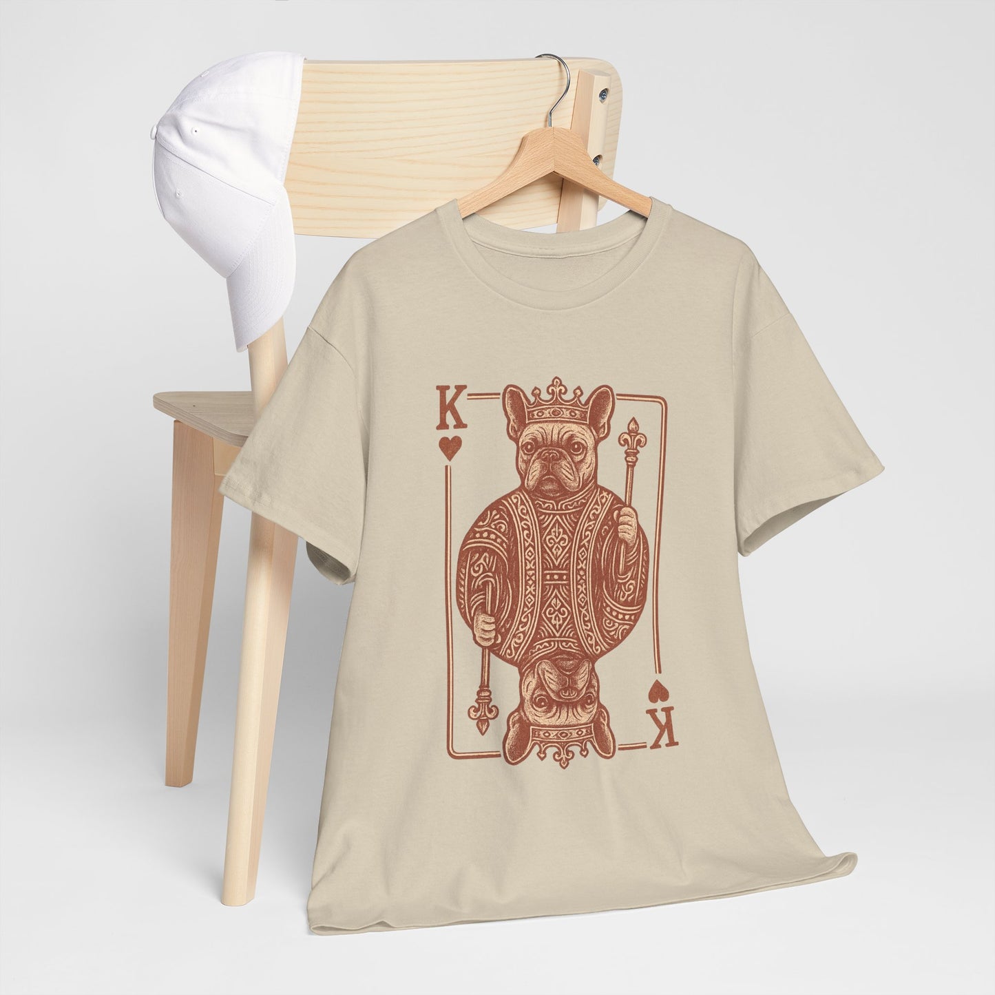 King French Bulldog Shirt, Frenchie Playing Card Tee, Royal Frenchie T-Shirt, Vintage French Bulldog Graphic Shirt, Dog Lover Gift, King of Hearts Frenchie Tee