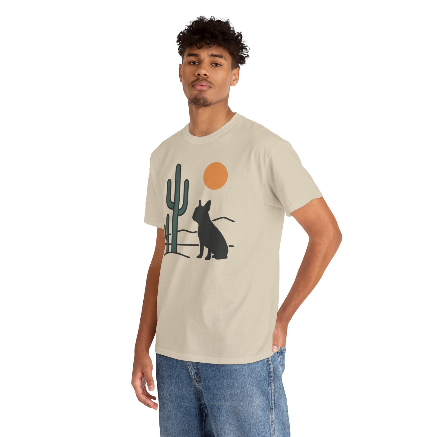 Desert Frenchie T-Shirt | Minimalist Cactus Dog Tee | French Bulldog Desert Sunset Shirt | Pet Lover Gift | Modern Graphic Dog Mom Tee