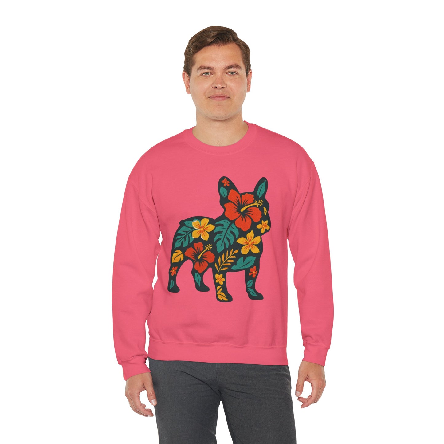 Hawaiian French Bulldog Sweatshirt | Tropical Floral Frenchie Sweater | Summer Dog Lover Gift | Cute Floral Frenchie Pullover