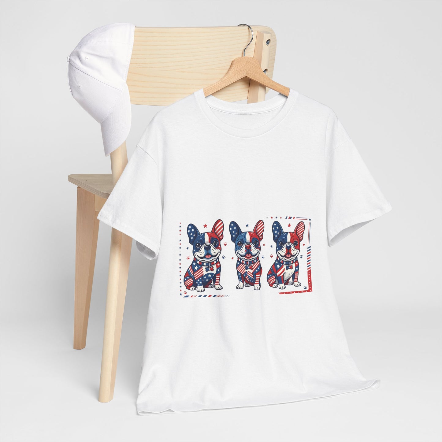 Patriotic French Bulldog Shirt, American Flag Frenchie Trio Tee, Fourth of July Dog Lover Shirt, USA French Bulldog Gift, Frenchie Mom Shirt