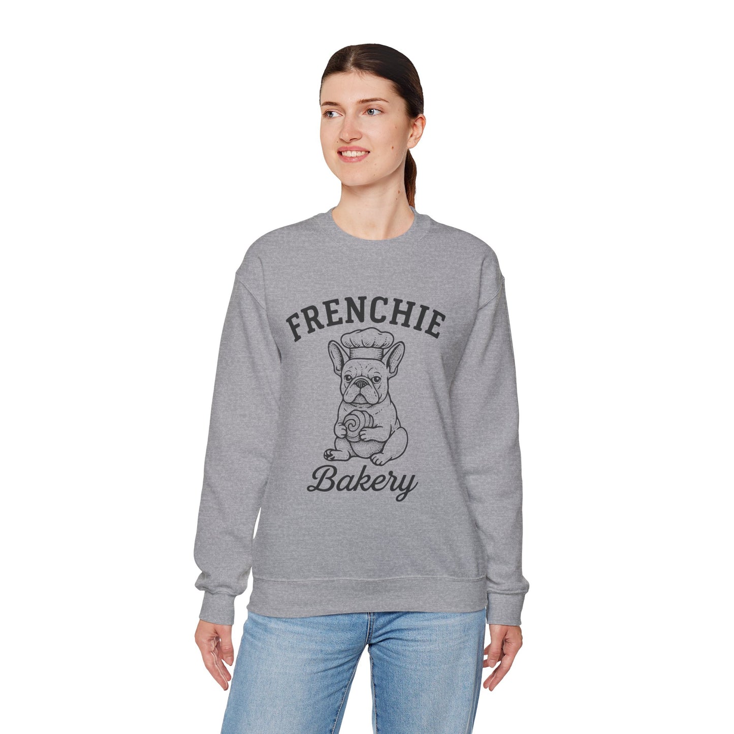 Frenchie Bakery Sweatshirt – Cozy French Bulldog Chef Crewneck, Funny Dog Lover Gift, Vintage Bakery-Inspired Frenchie Sweater