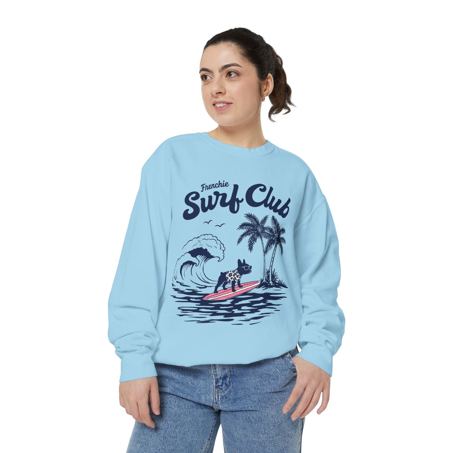 Surf Club Sweatshirt — Frenchie Surfing Graphic Crewneck