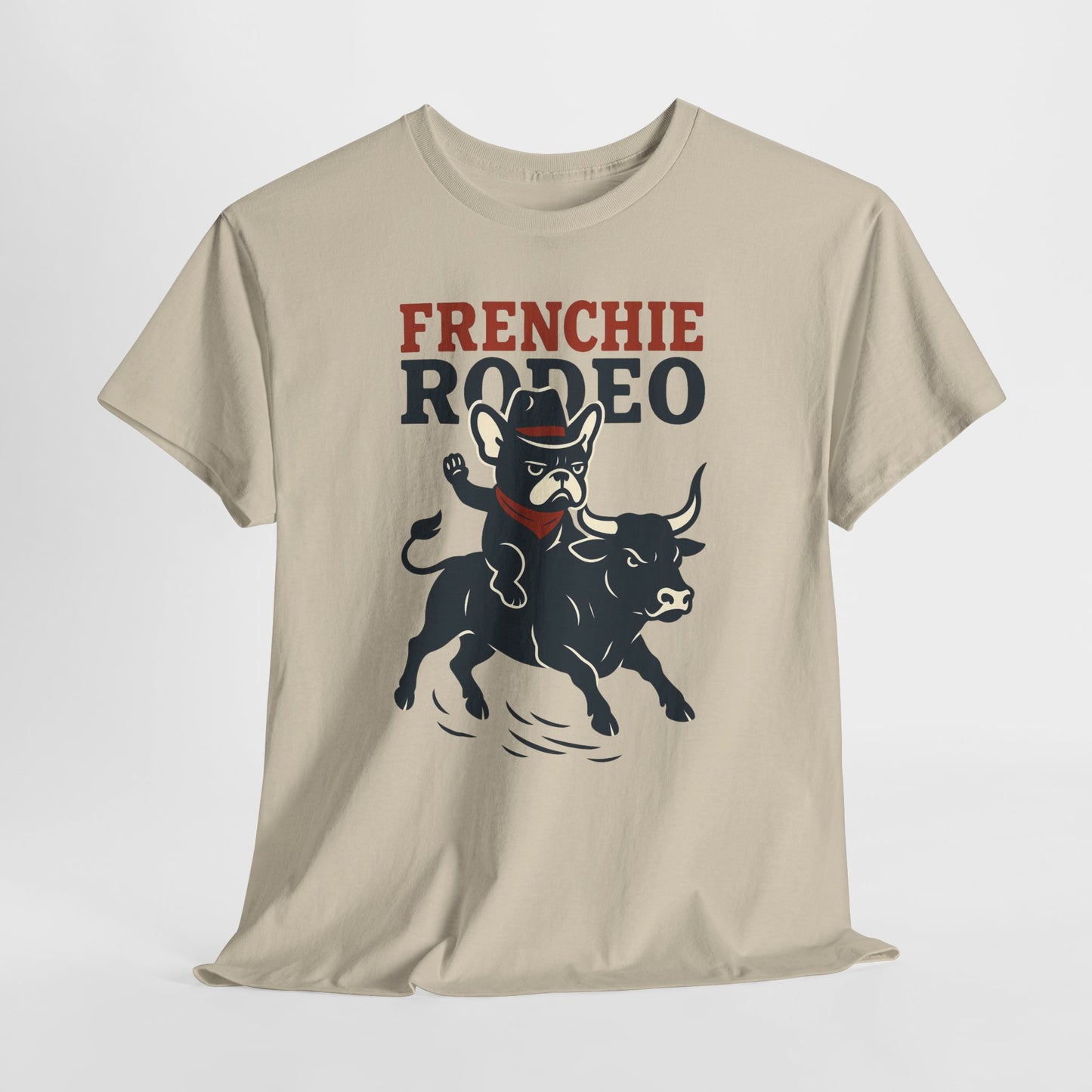 Frenchie Rodeo T-Shirt | Cowboy French Bulldog Graphic Tee | Funny Western Dog Lover Shirt | Frenchie Bull Rider Gift | Rodeo Style Tee