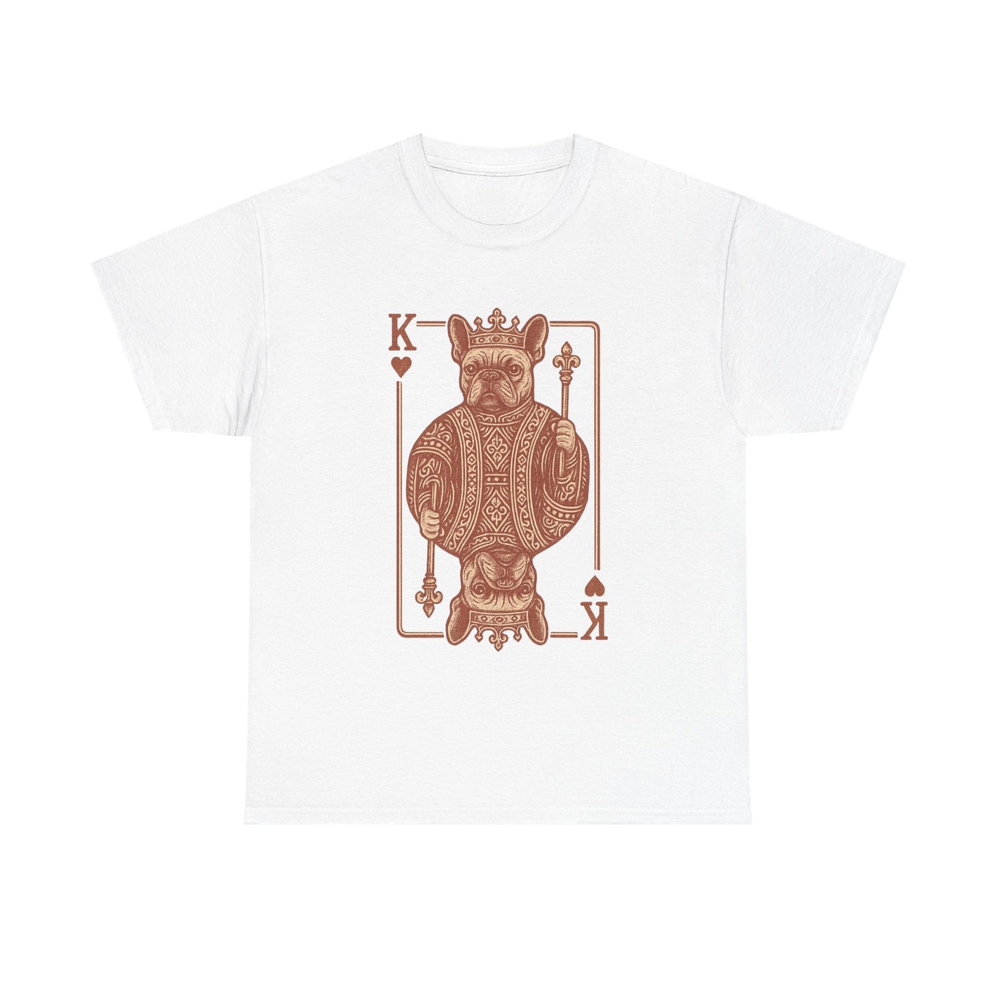 King French Bulldog Shirt, Frenchie Playing Card Tee, Royal Frenchie T-Shirt, Vintage French Bulldog Graphic Shirt, Dog Lover Gift, King of Hearts Frenchie Tee