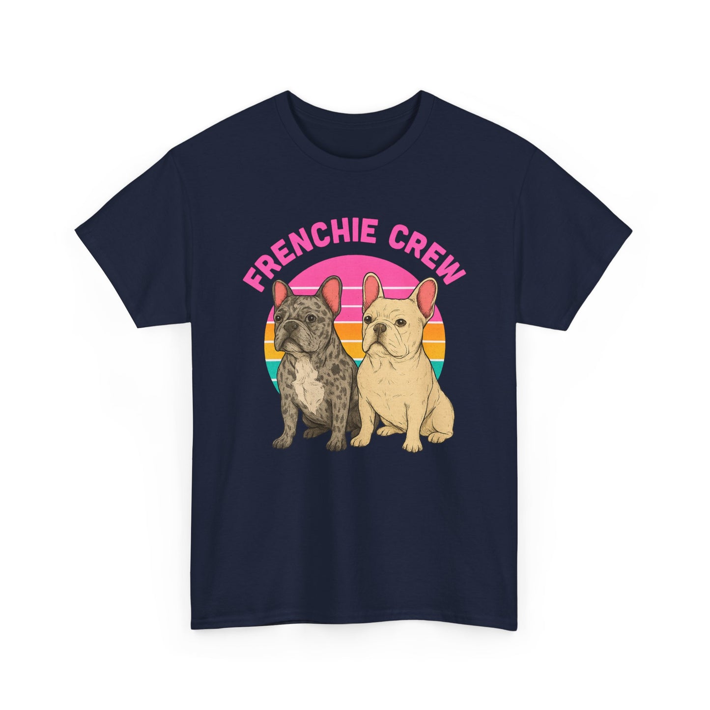 Frenchie Crew T-Shirt | Retro French Bulldog Tee | Merle & Cream Frenchie Dog Lover Shirt | Cute Gift for Frenchie Moms & Dads