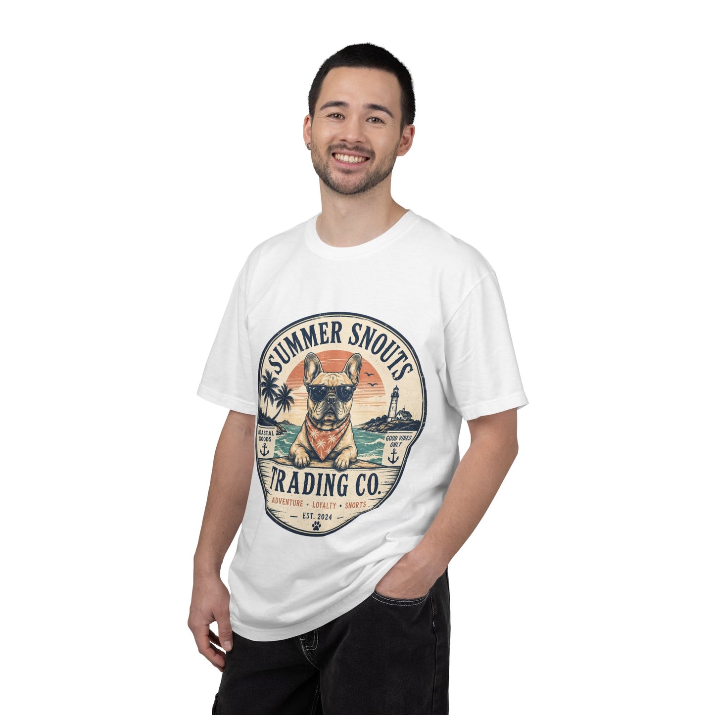 Summer Snouts Trading Co. T-Shirt — Vintage Beach French Bulldog Graphic Tee