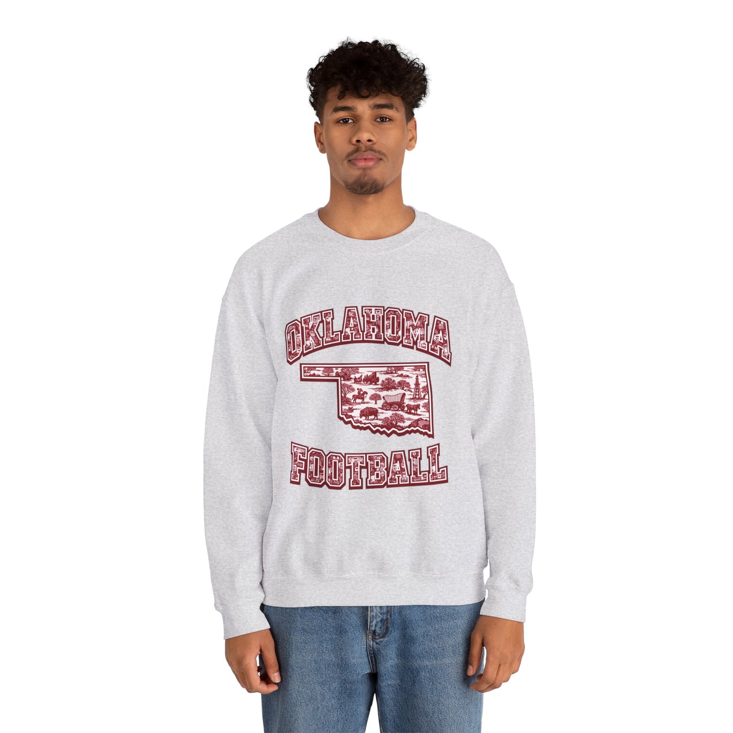 Oklahoma Football Sweatshirt, Oklahoma State Toile Crewneck, Crimson Game Day Sweatshirt, Oklahoma Fan Gift, Vintage Football Crewneck, sooner