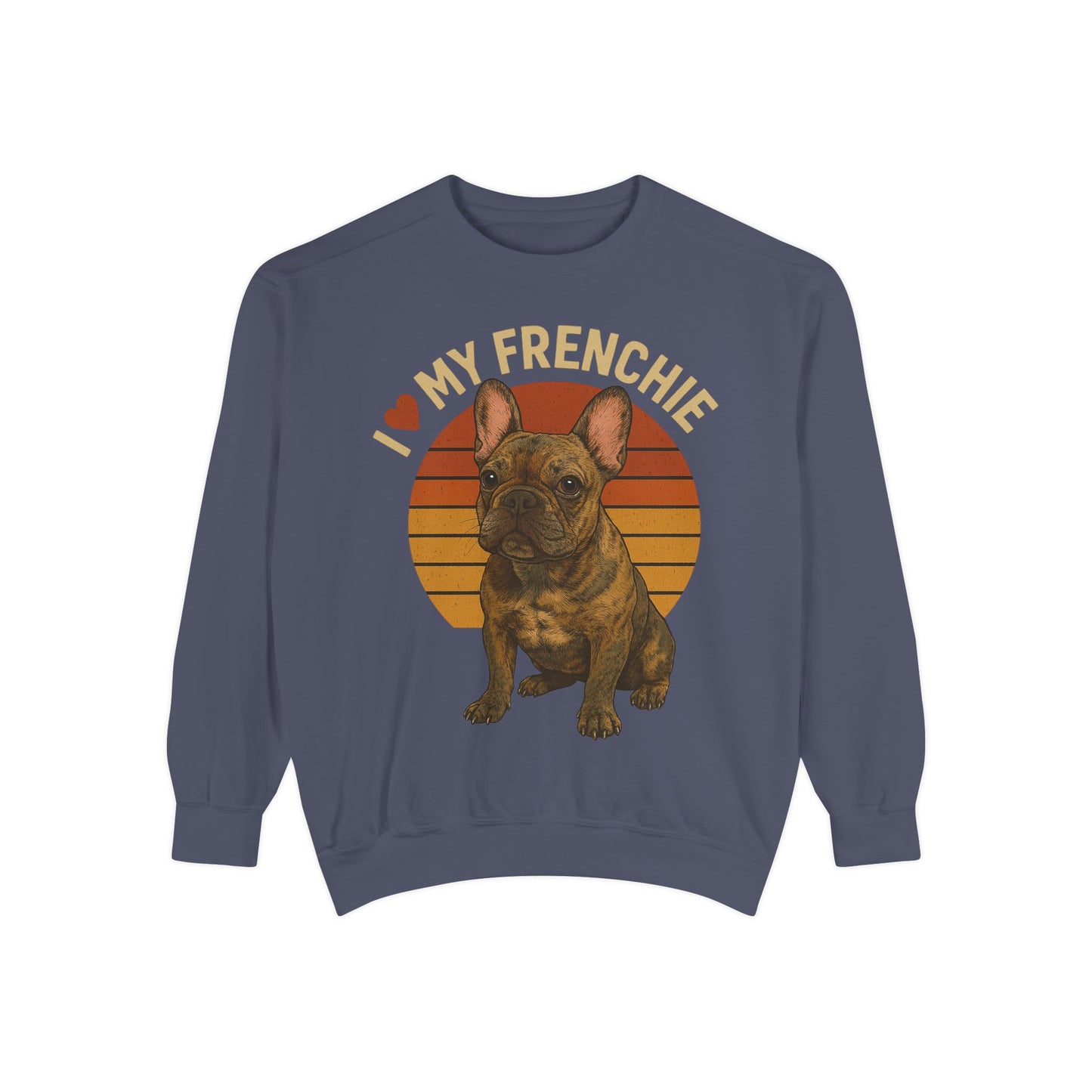I Love My Frenchie Sweatshirt | Brindle French Bulldog Pullover | Retro Dog Lover Crewneck | Vintage Frenchie Mom & Dad Gift
