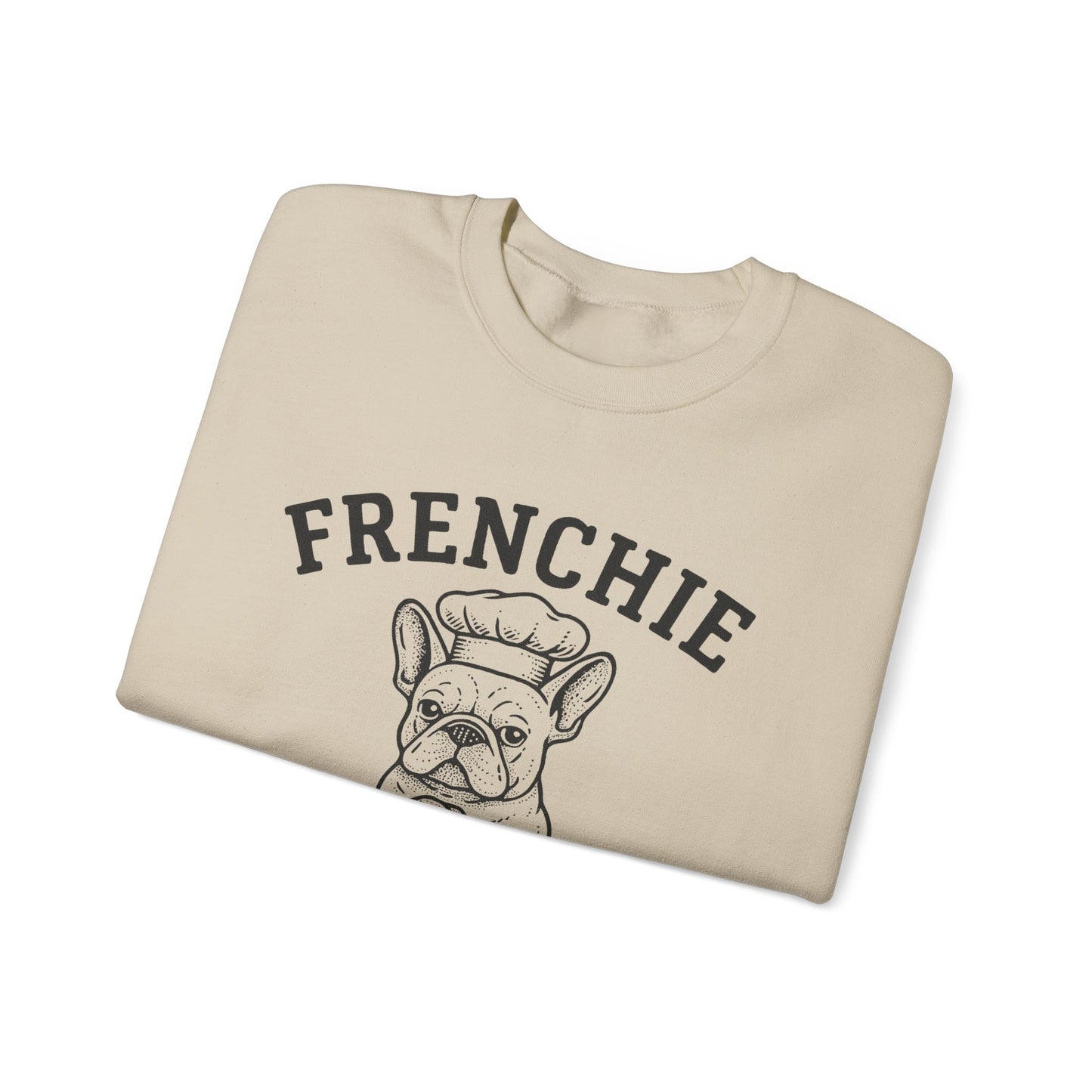Frenchie Bakery Sweatshirt – Cozy French Bulldog Chef Crewneck, Funny Dog Lover Gift, Vintage Bakery-Inspired Frenchie Sweater