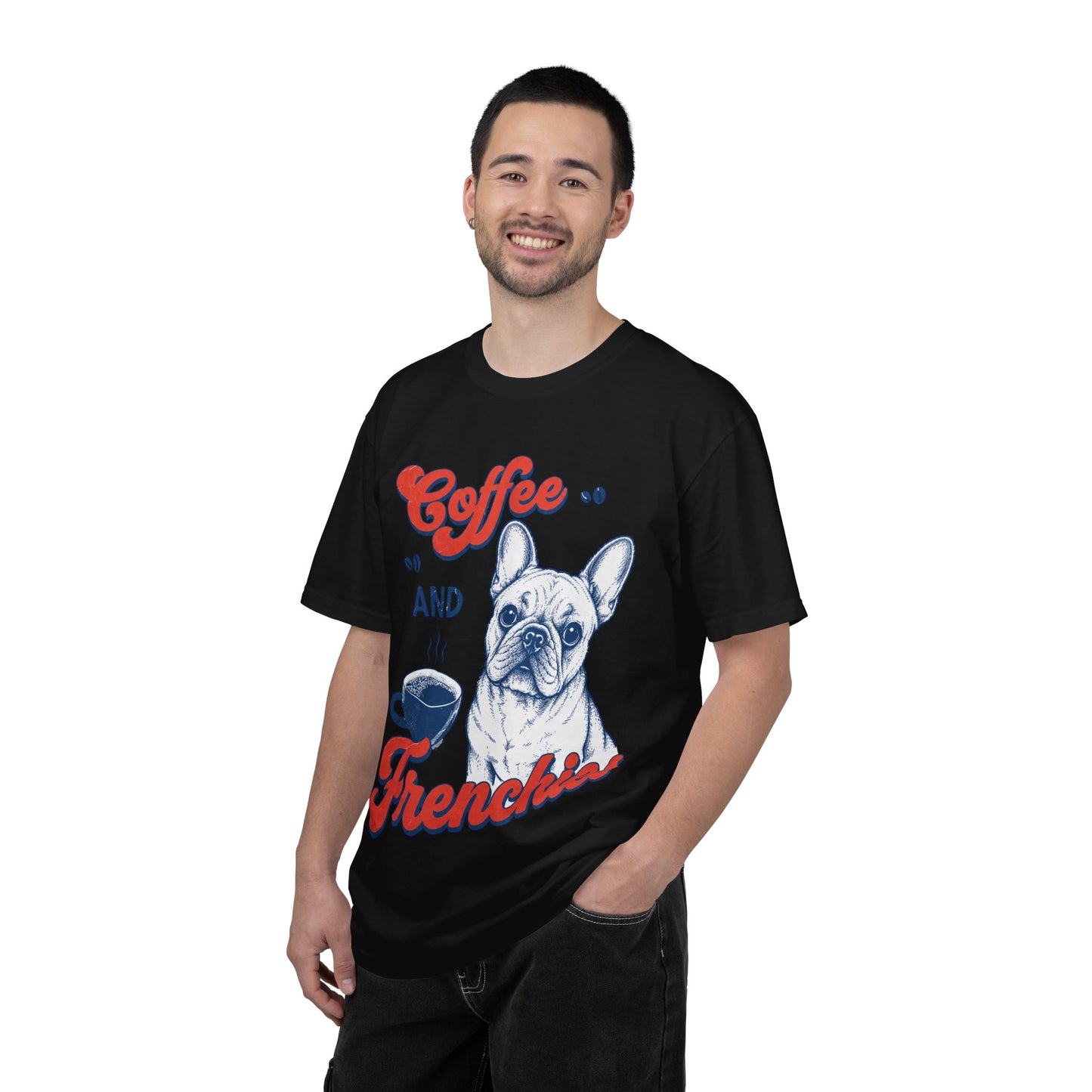 Coffee and Frenchies Shirt, French Bulldog Coffee Tee, Frenchie Lover T-Shirt, Dog Mom Coffee Shirt, Cute French Bulldog Graphic Tee, Coffee Lover Gift