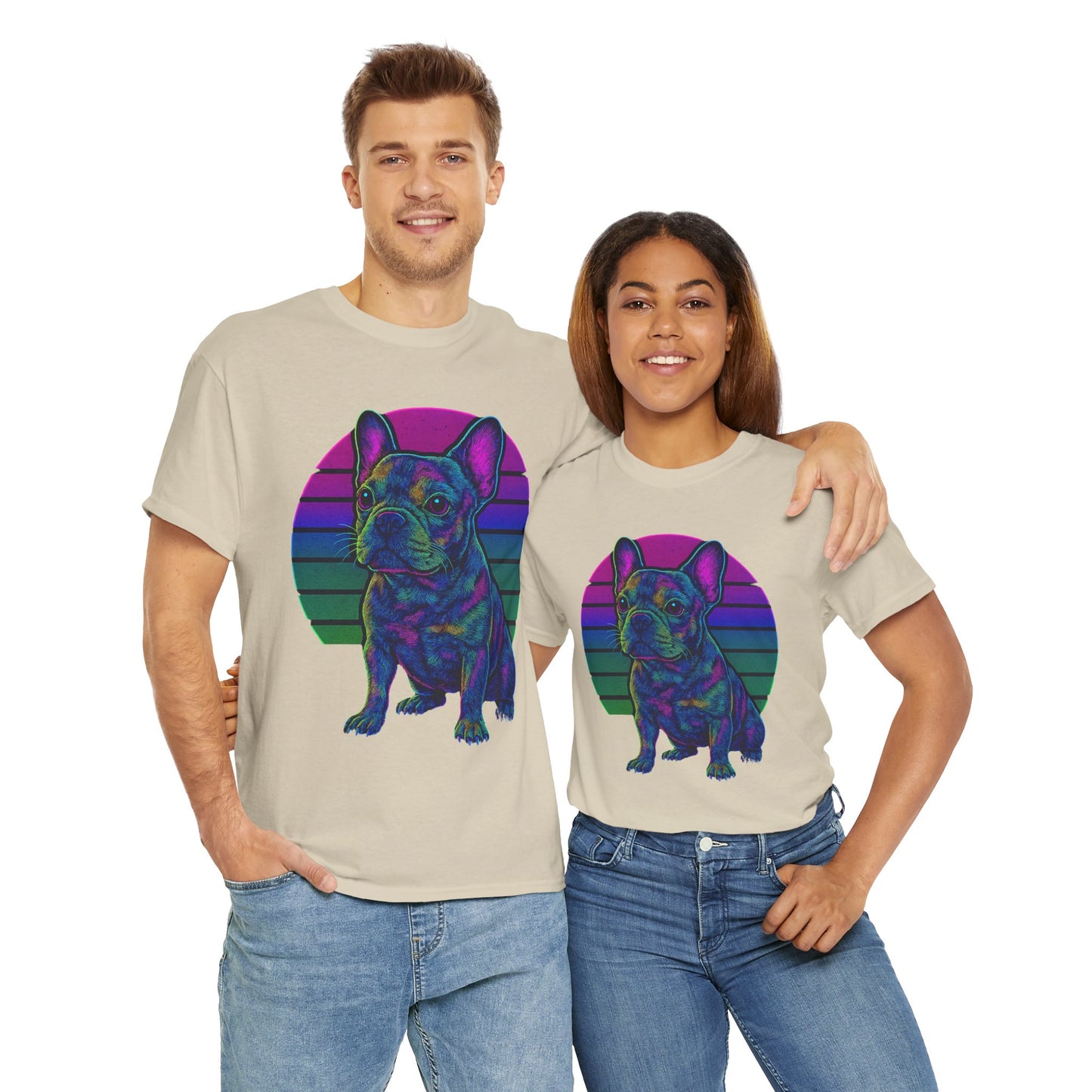 Neon French Bulldog T-Shirt | Retro 80s Frenchie Tee | Colorful Dog Lover Shirt | Electric Frenchie Gift for Men & Women