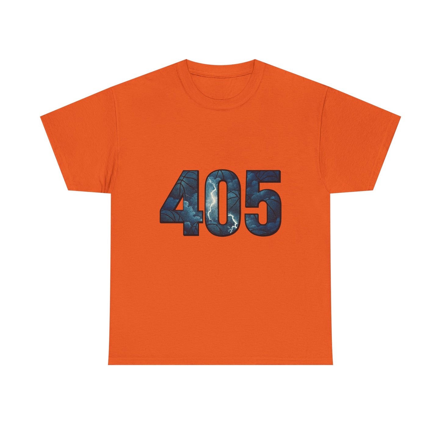 405 Thunder Lightning Tee | OKC Basketball Shirt | Oklahoma Area Code Shirt | Orange & Blue Thunder Fan Graphic Tee | Local Pride Shirt