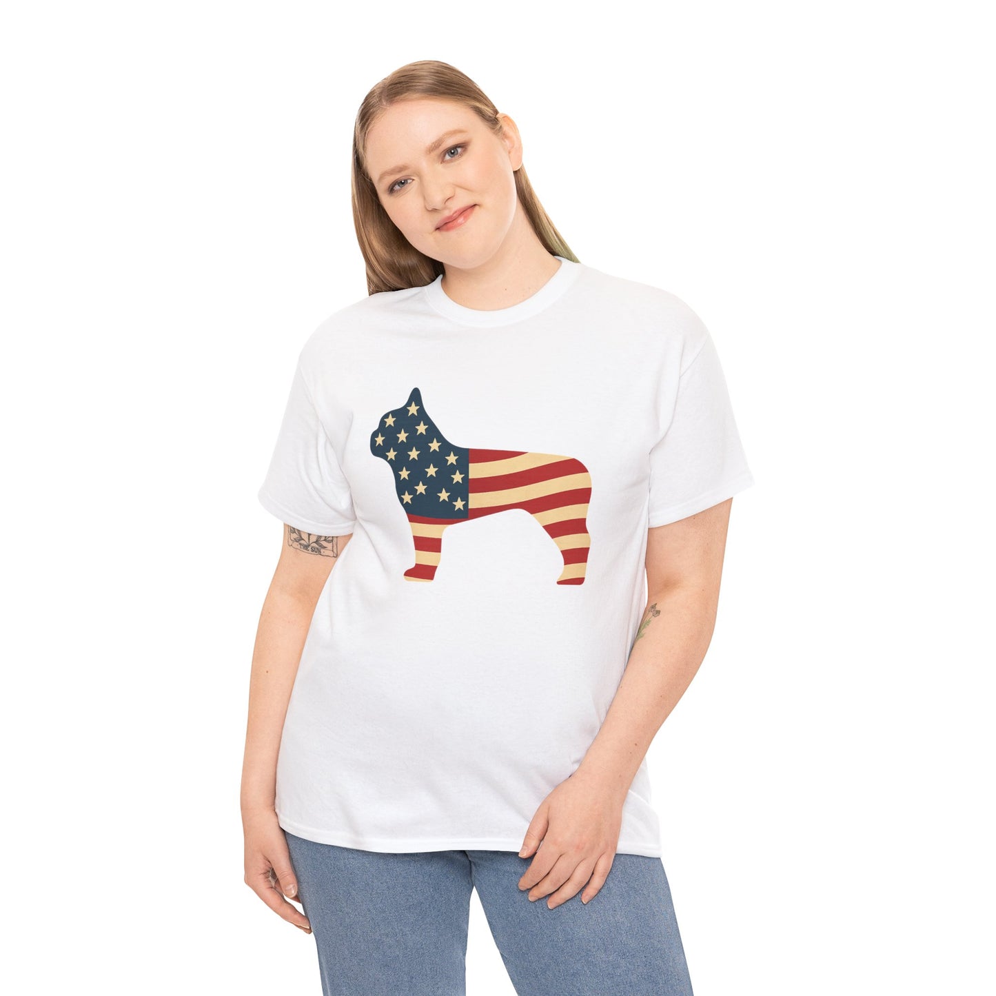 Patriotic French Bulldog T-Shirt | American Flag Frenchie Tee | USA Dog Lover Shirt | 4th of July French Bulldog Gift for Dog Moms & Dads