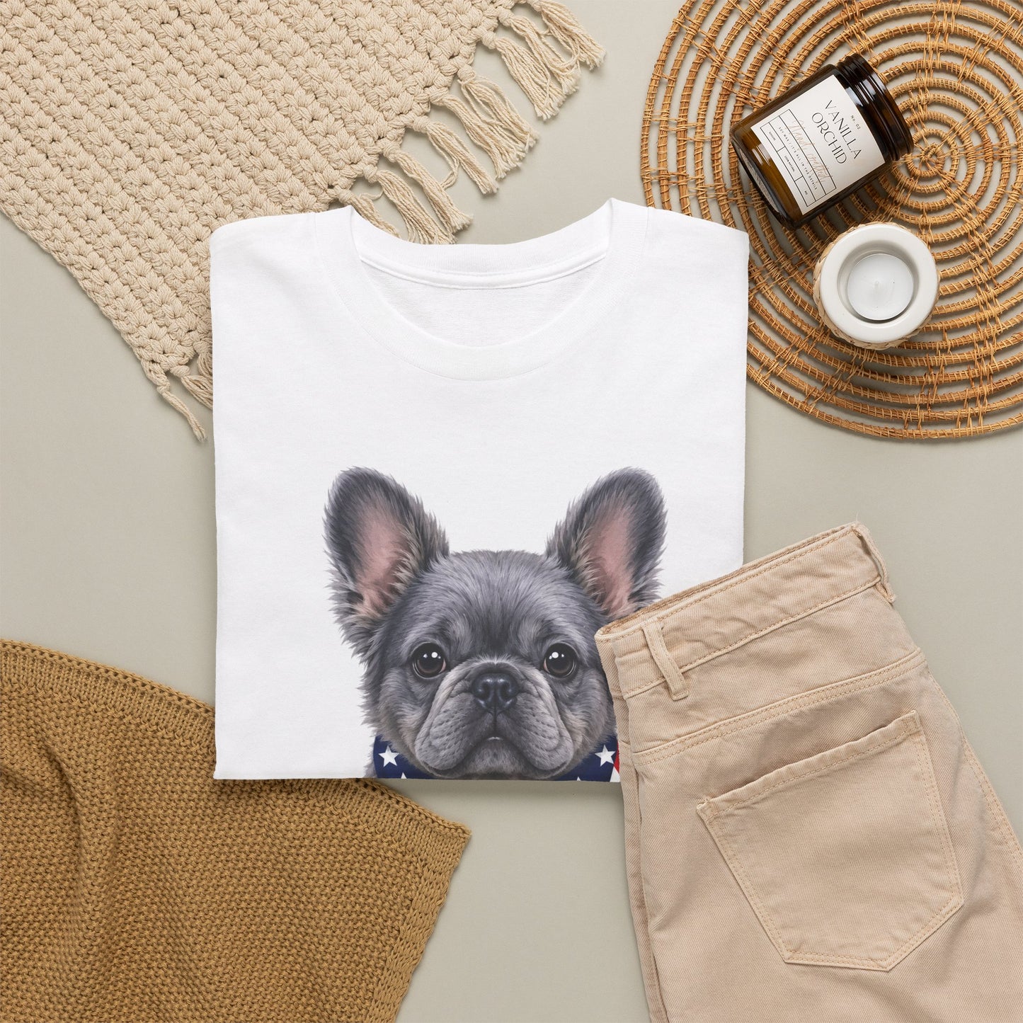 Patriotic Fluffy French Bulldog Shirt, Fluffy Frenchie American Flag Tee, Fourth of July Dog Lover Shirt, USA Fluffy Frenchie Gift