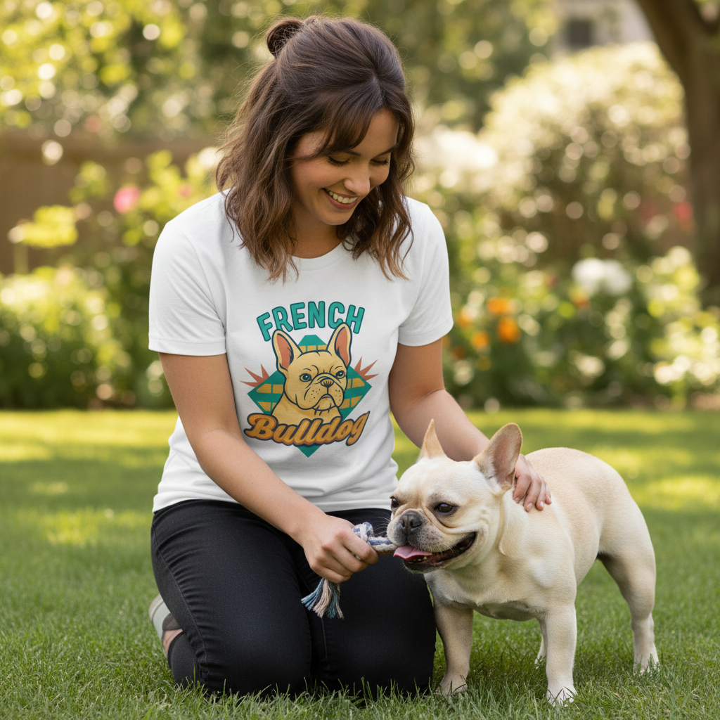 Retro French Bulldog Unisex t-shirt